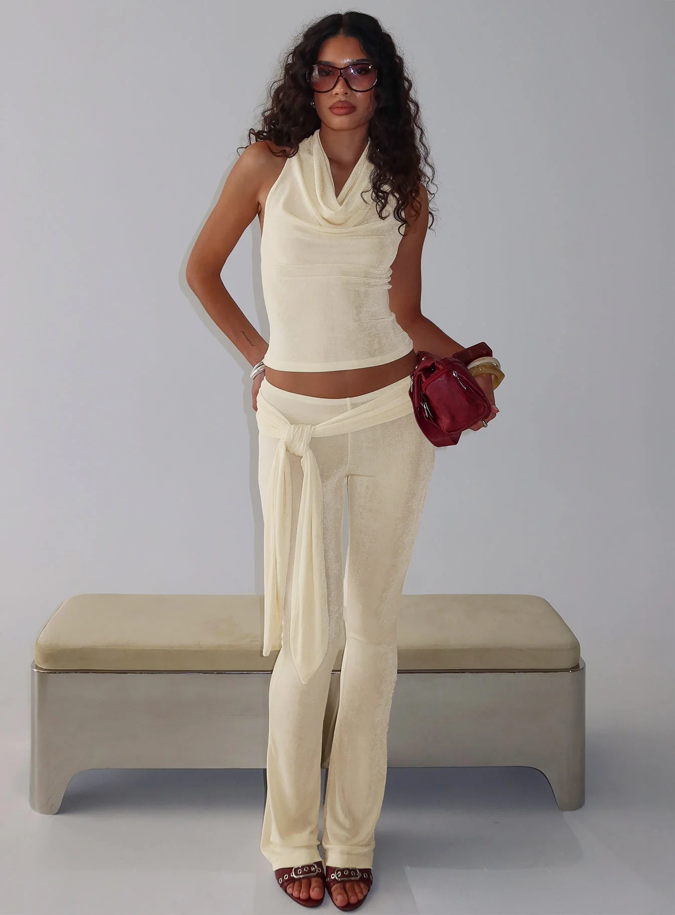 Butterfly Tie Detail Pants Lemontini - Image 8