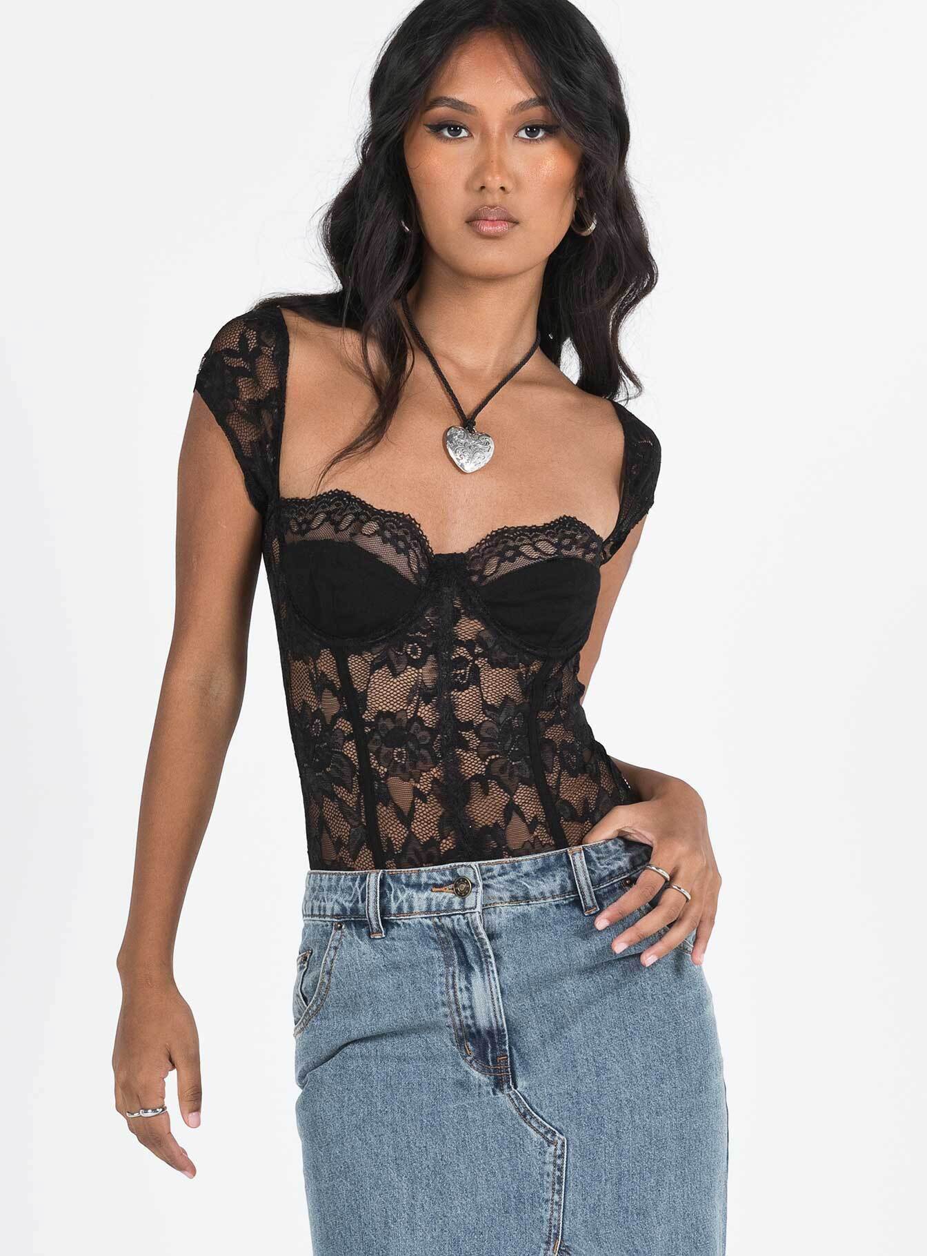 Cadrot Lace Bodysuit Black - Image 3