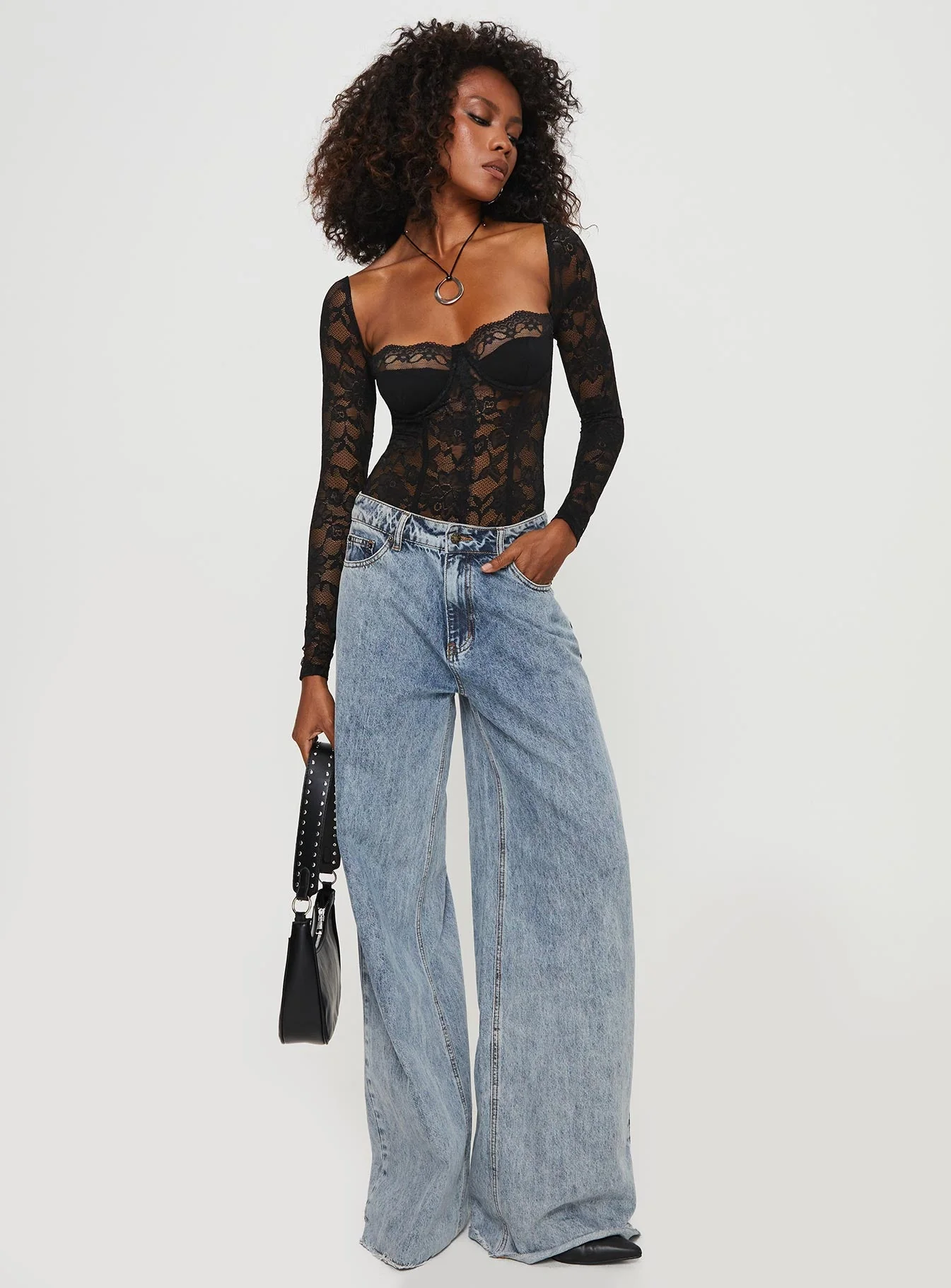Cadrot Long Sleeve Lace Bodysuit Black - Image 3