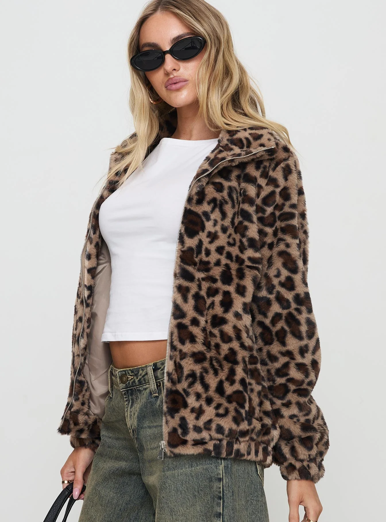 Caine Faux Fur Jacket Leopard - Image 4