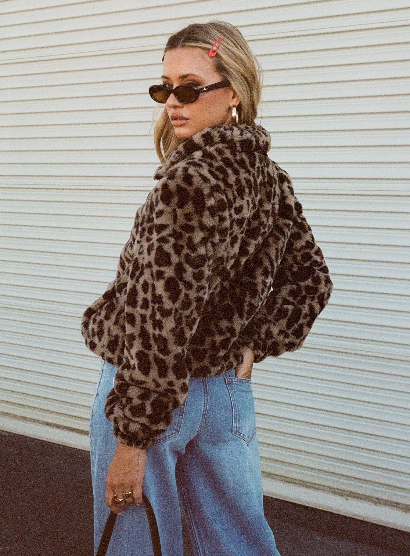 Caine Faux Fur Jacket Leopard - Image 9