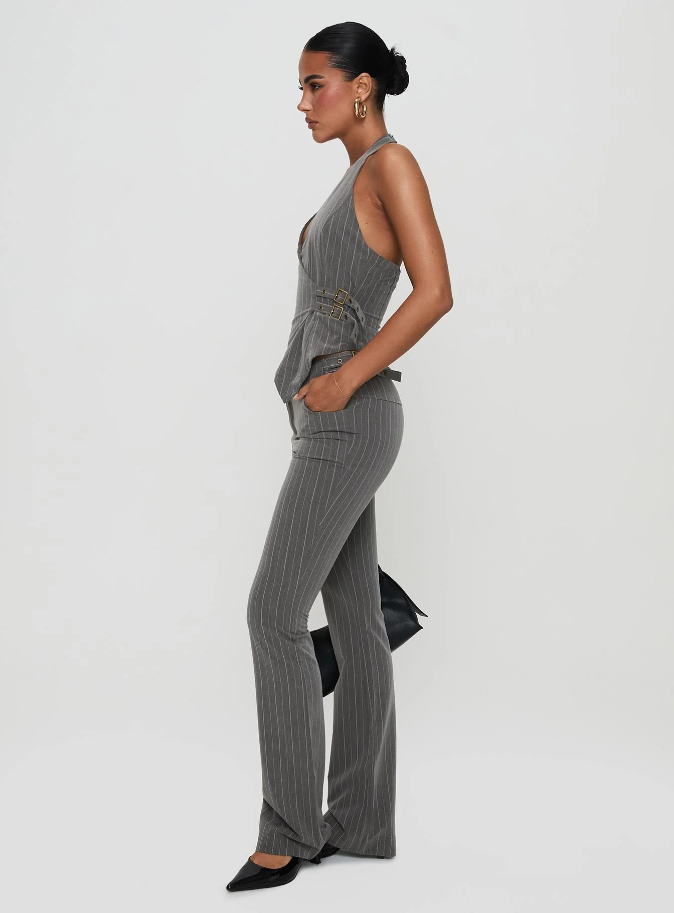 Calexico Buckle Pant Grey Pinstripe - Image 4