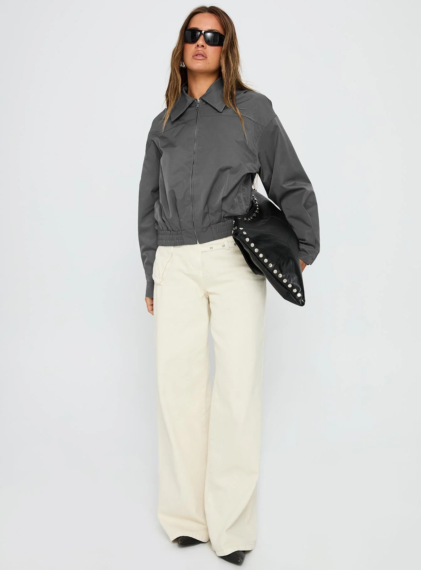 Call You Up Bomber Jacket Charcoal - Image 3