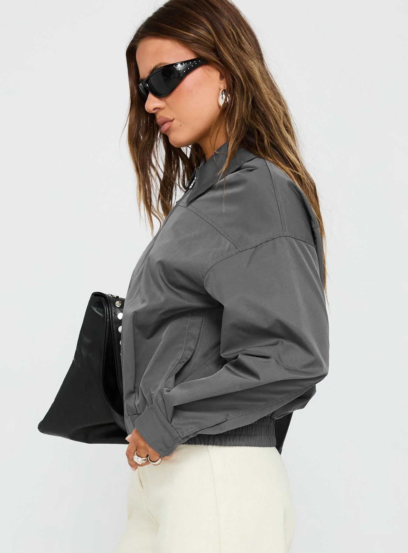 Call You Up Bomber Jacket Charcoal - Image 4