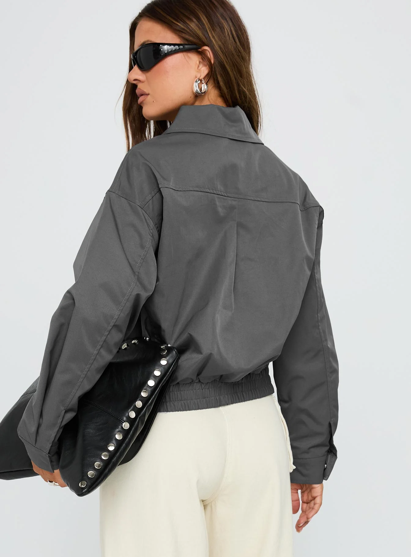 Call You Up Bomber Jacket Charcoal - Image 5