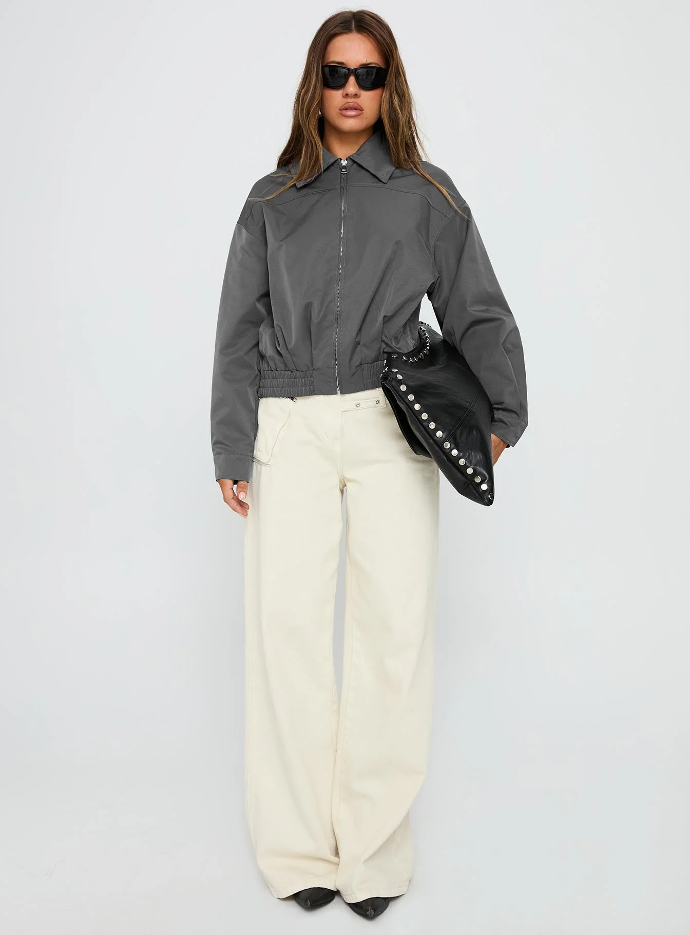 Call You Up Bomber Jacket Charcoal - Image 7