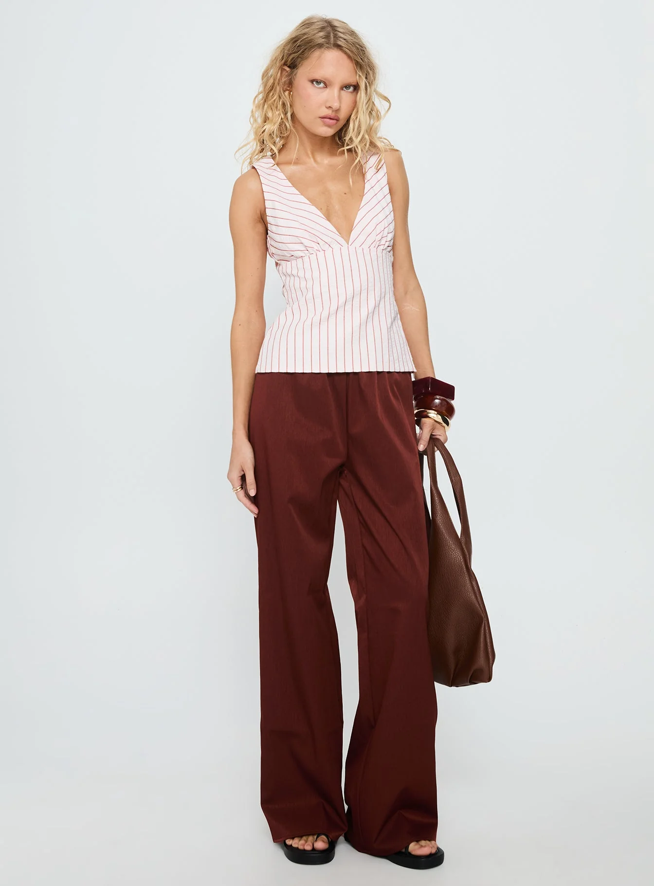 Callaia Plunge Cami Top Pink Stripe - Image 2