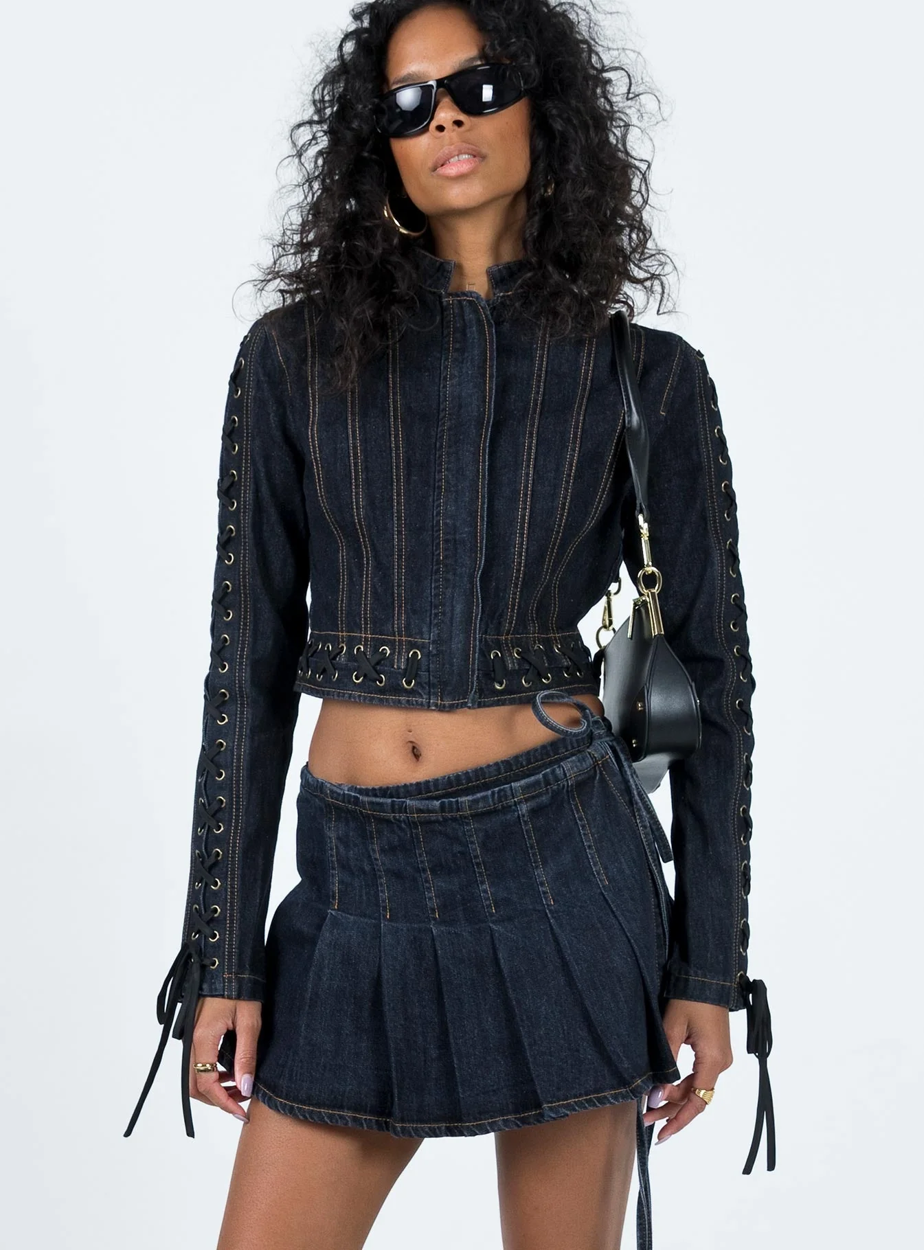 Camelia Pleat Mini Dark Denim - Image 2