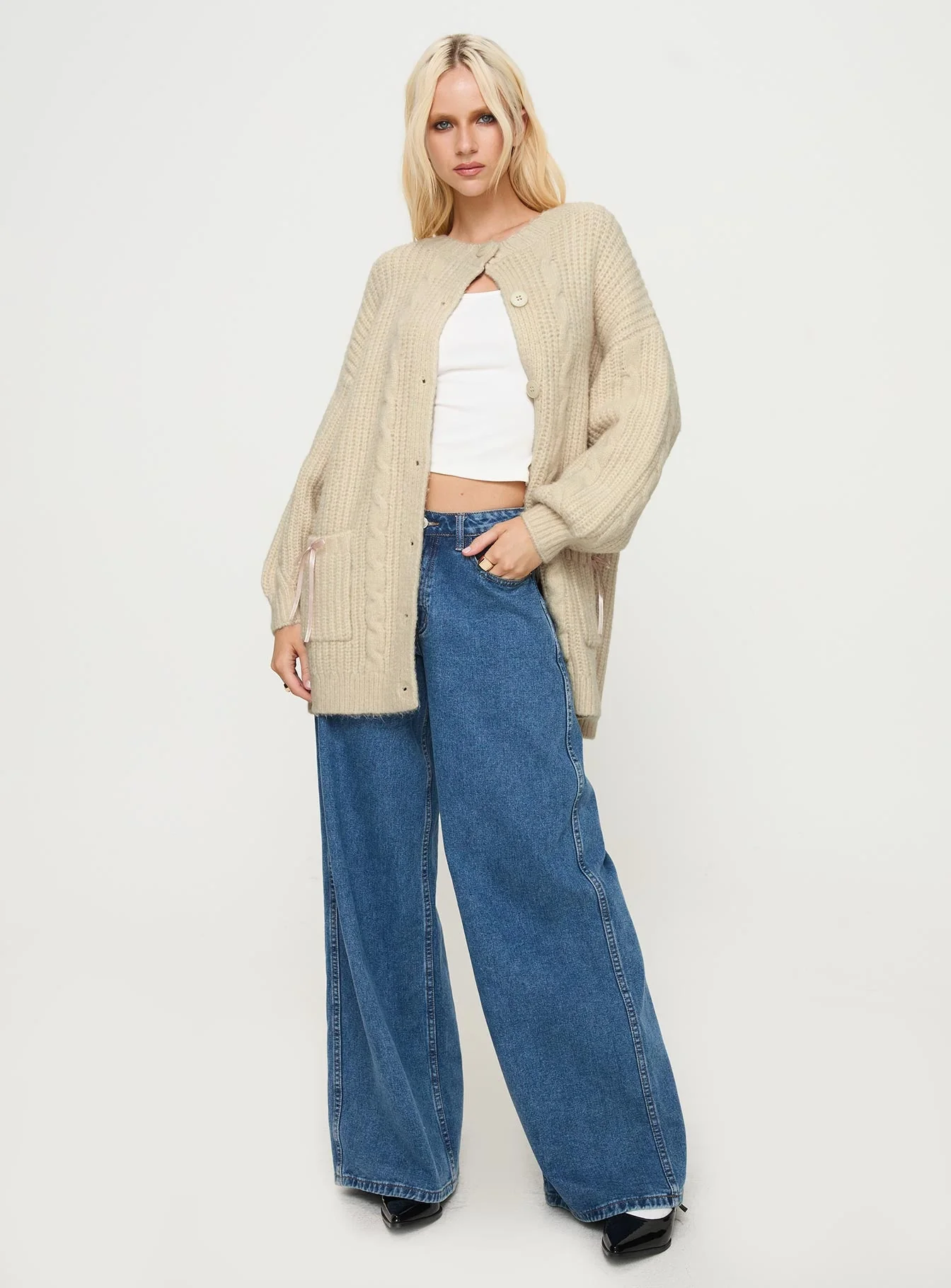 Cameliah Knit Cardigan Cream - Image 2
