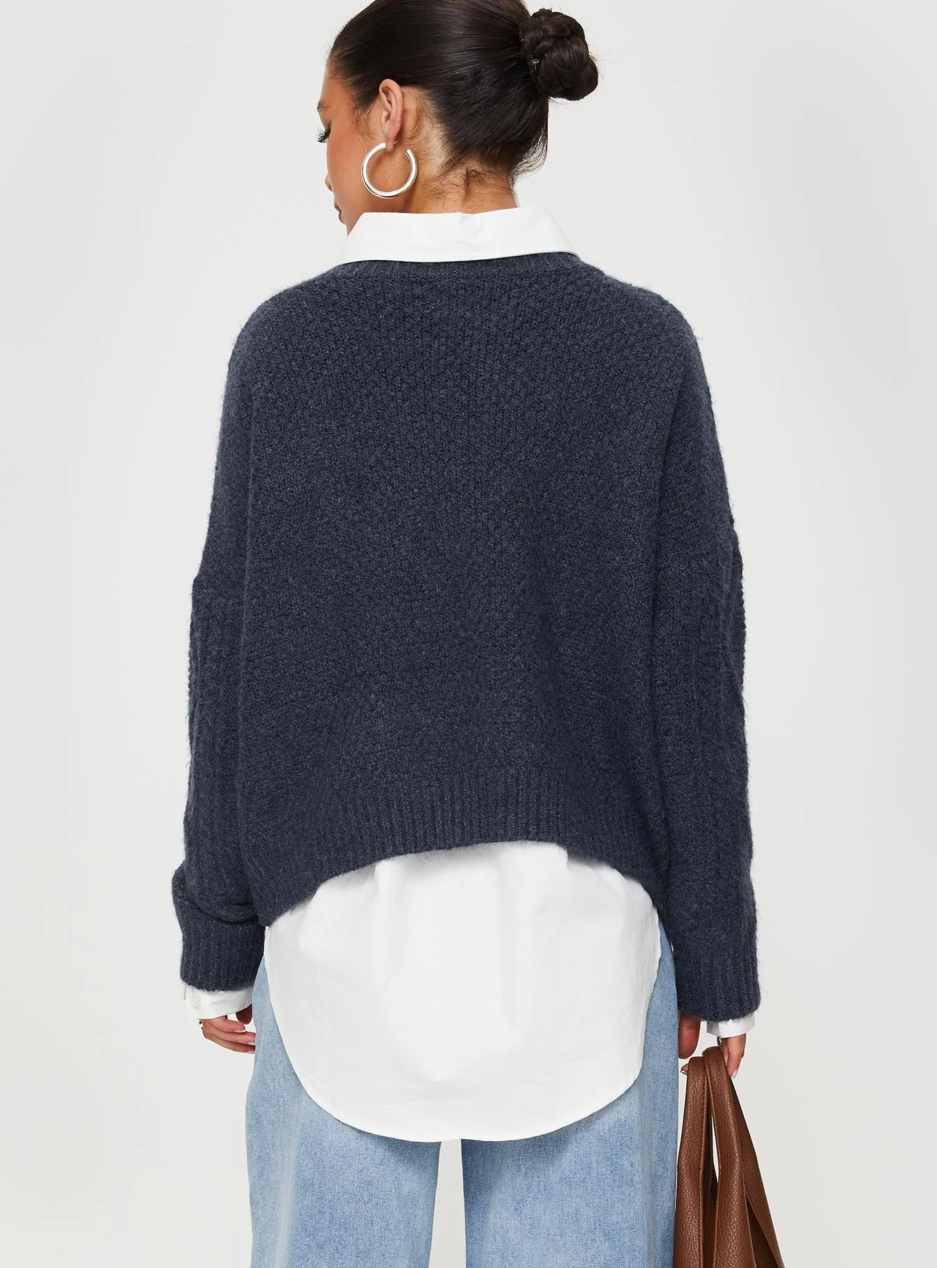 Canlish Cable Knit Sweater Navy - Image 4