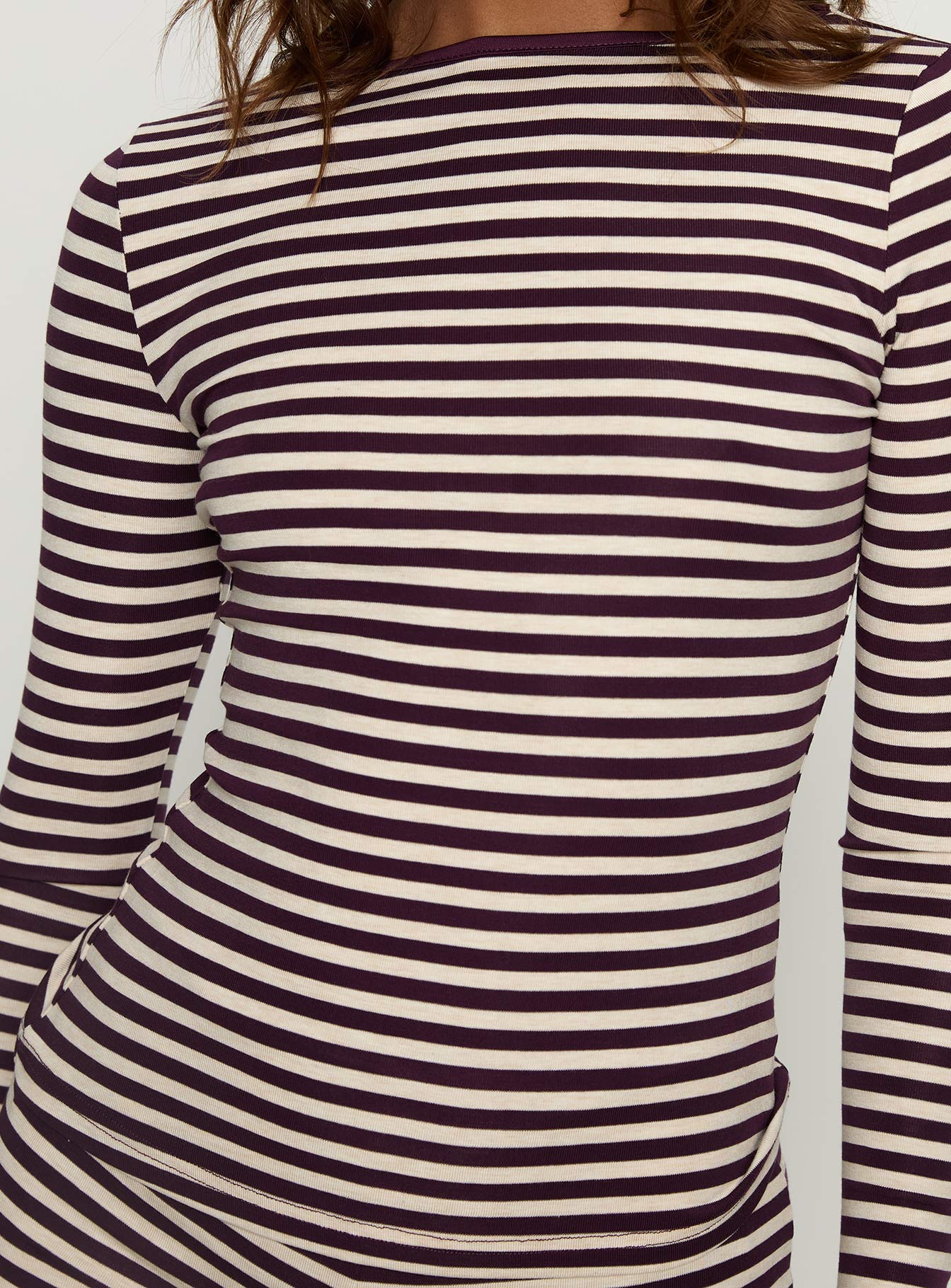 Caprise Wide Neck Long Sleeve Top Purple Stripe - Image 6