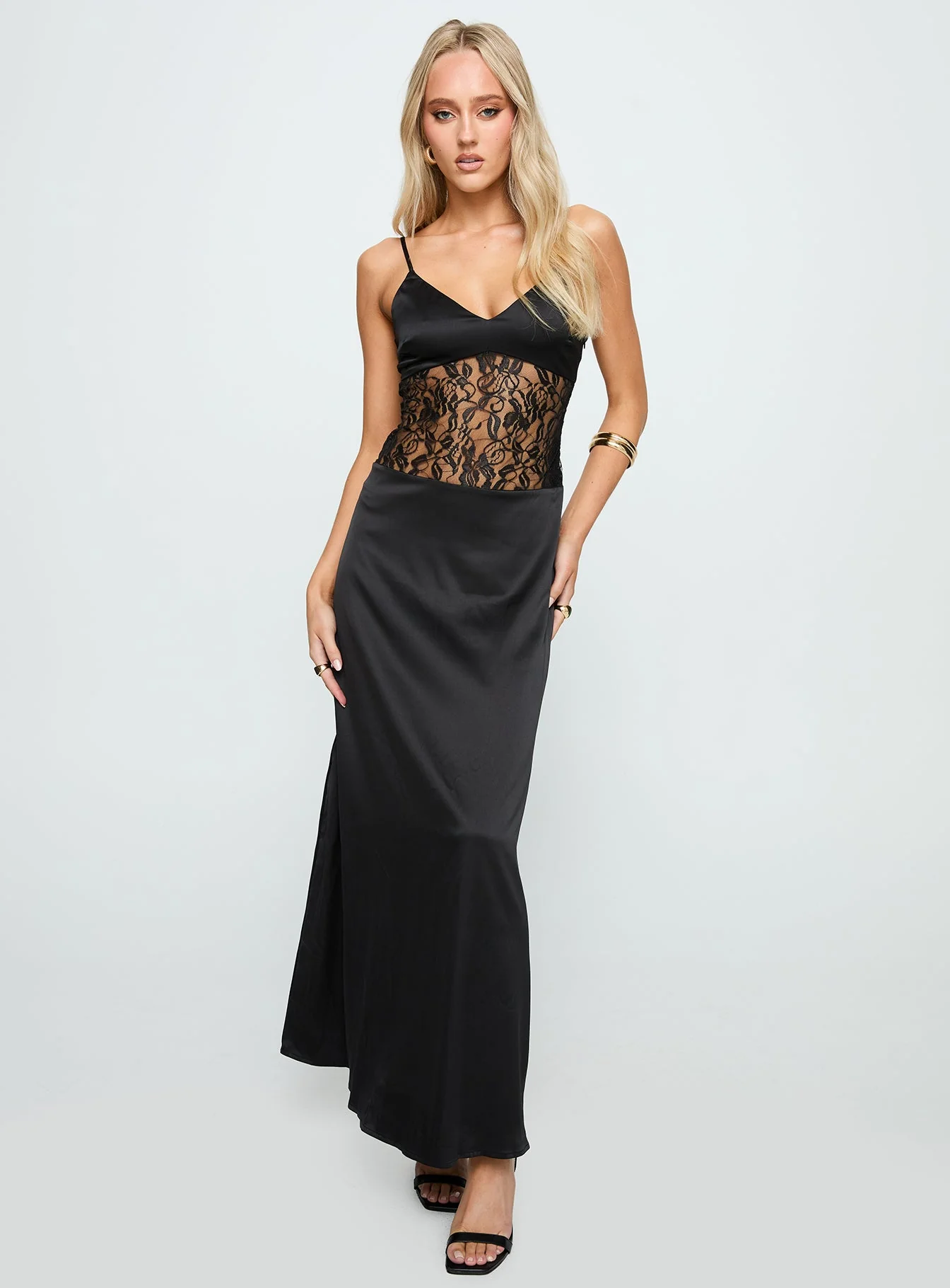 Captivate Lace Maxi Dress Black - Image 2