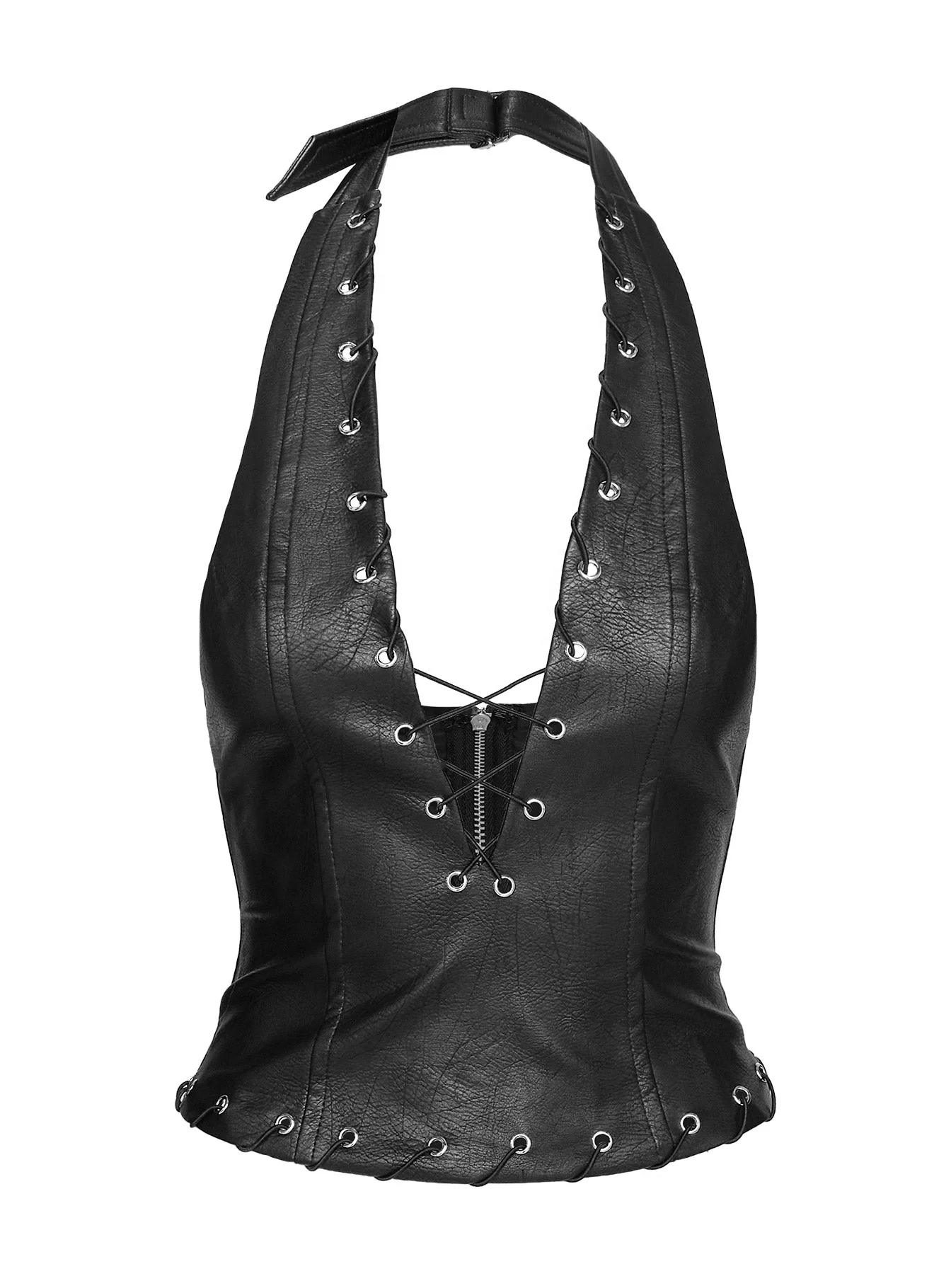 Captivated Faux Leather Halter Top Black - Image 6