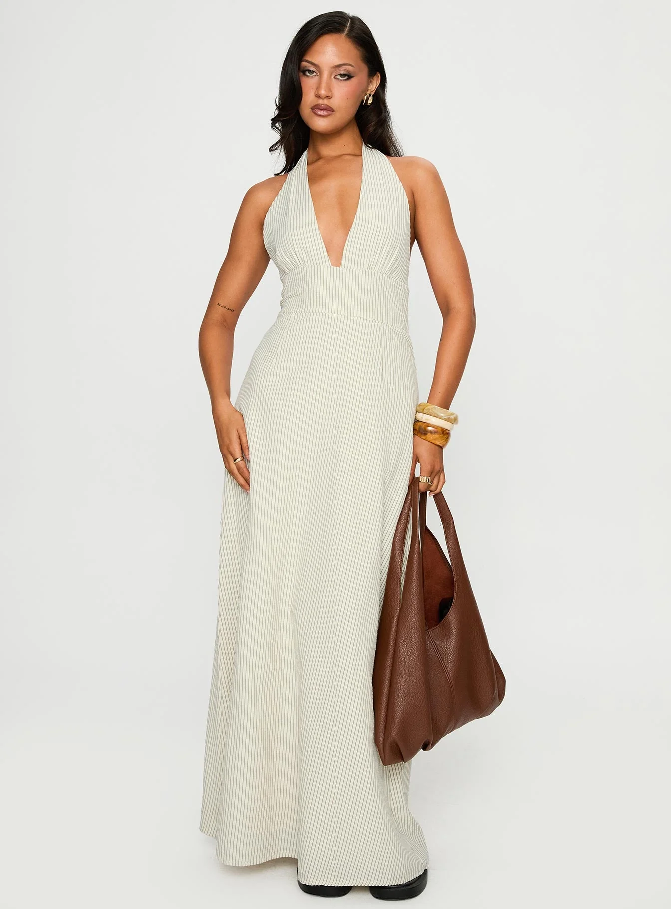 Caralyn Halter Maxi Dress Multi Stripe - Image 2