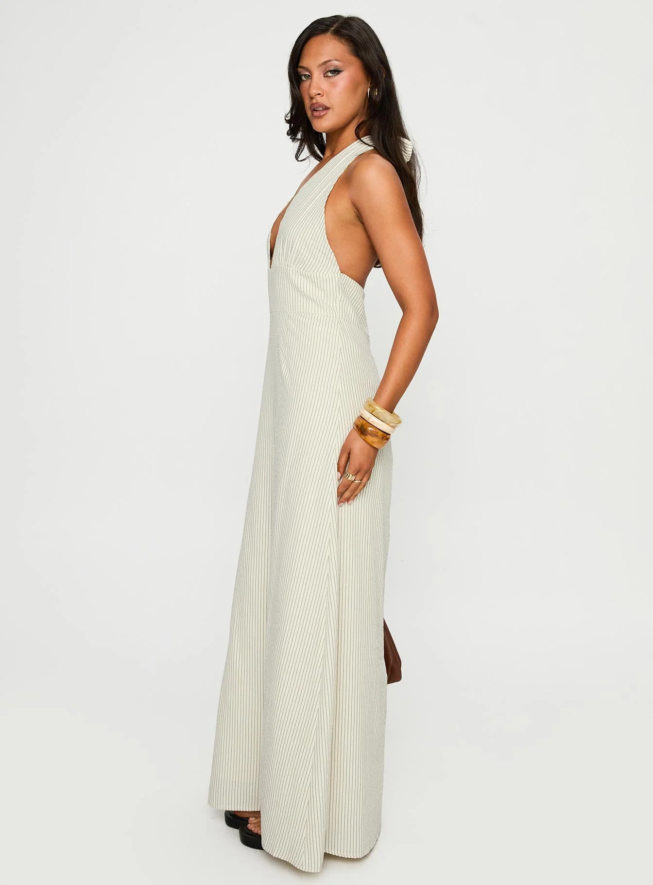 Caralyn Halter Maxi Dress Multi Stripe - Image 3