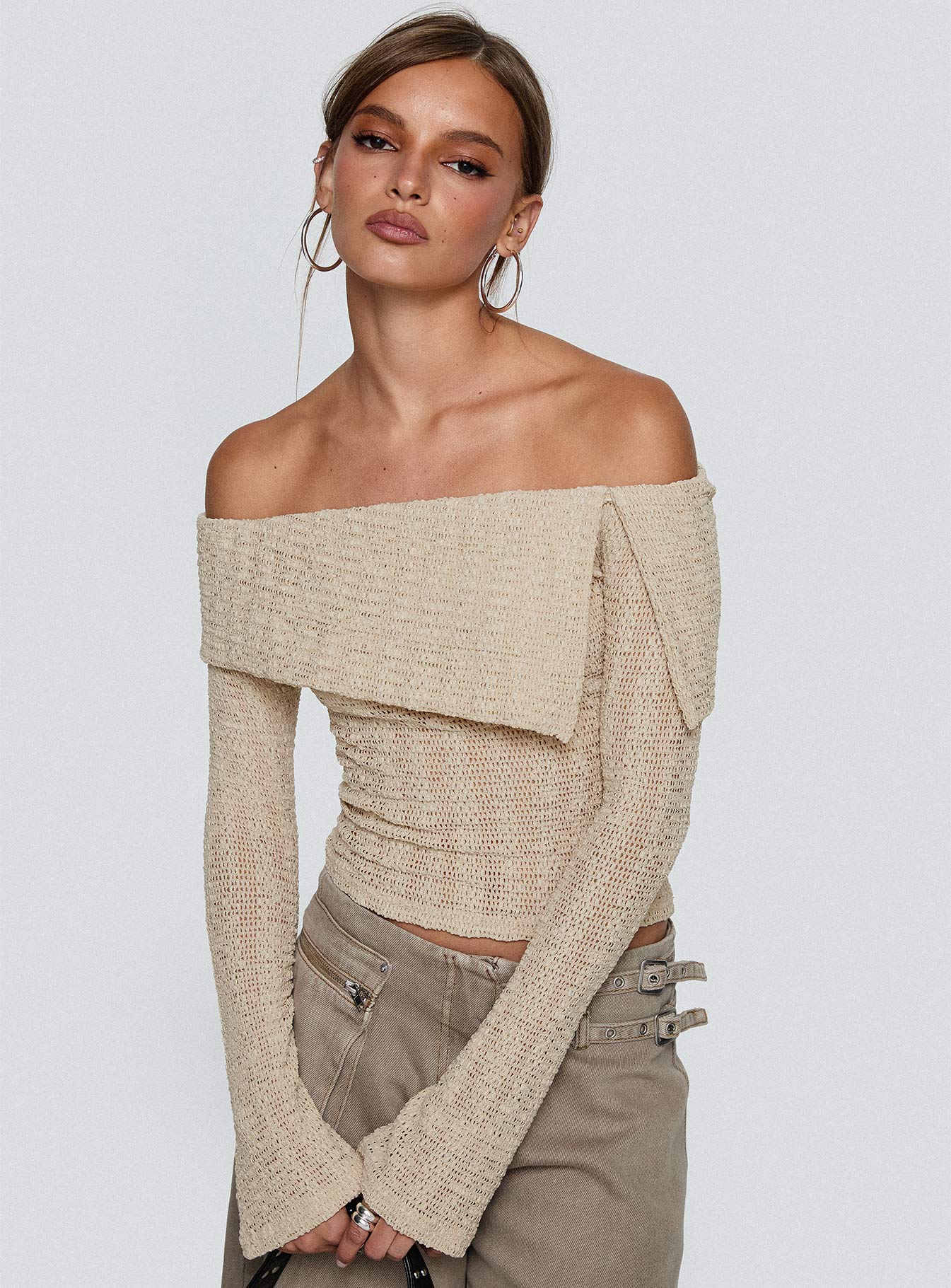 Cardamom Long Sleeve Top Beige - Image 8