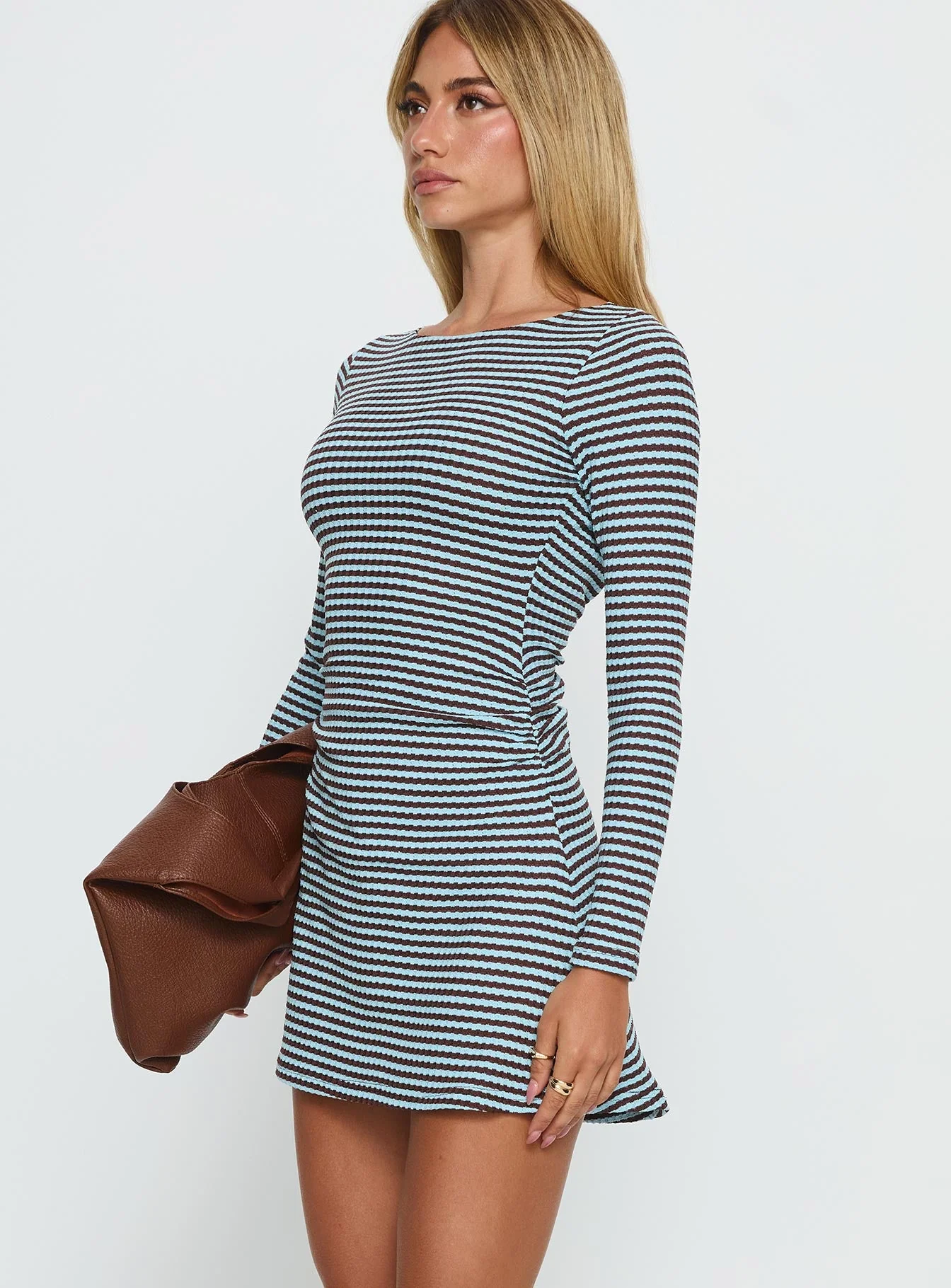 Carnella Long Sleeve Mini Dress Blue Stripe - Image 4