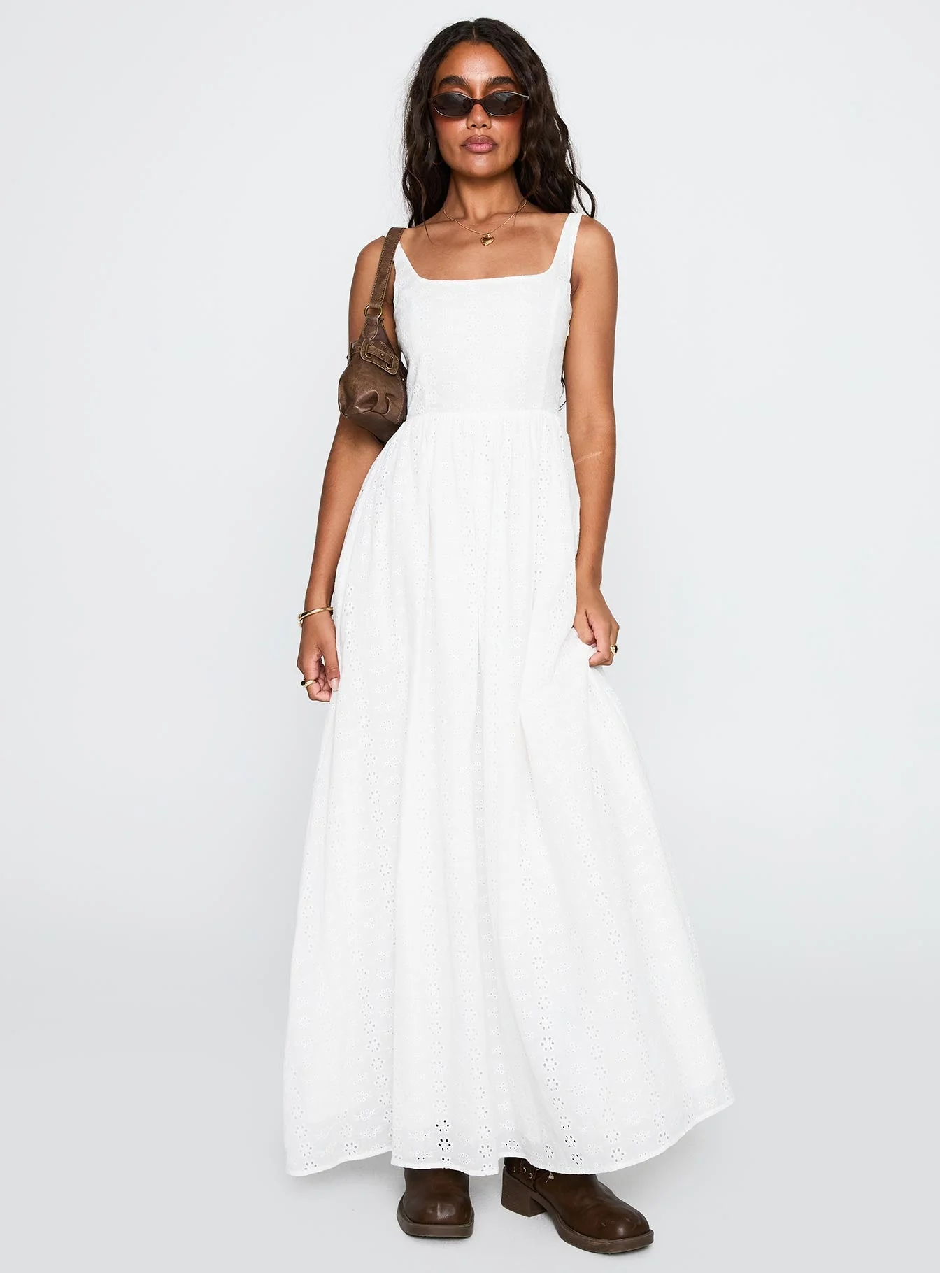 Cartmel Broderie Maxi Dress White - Image 3