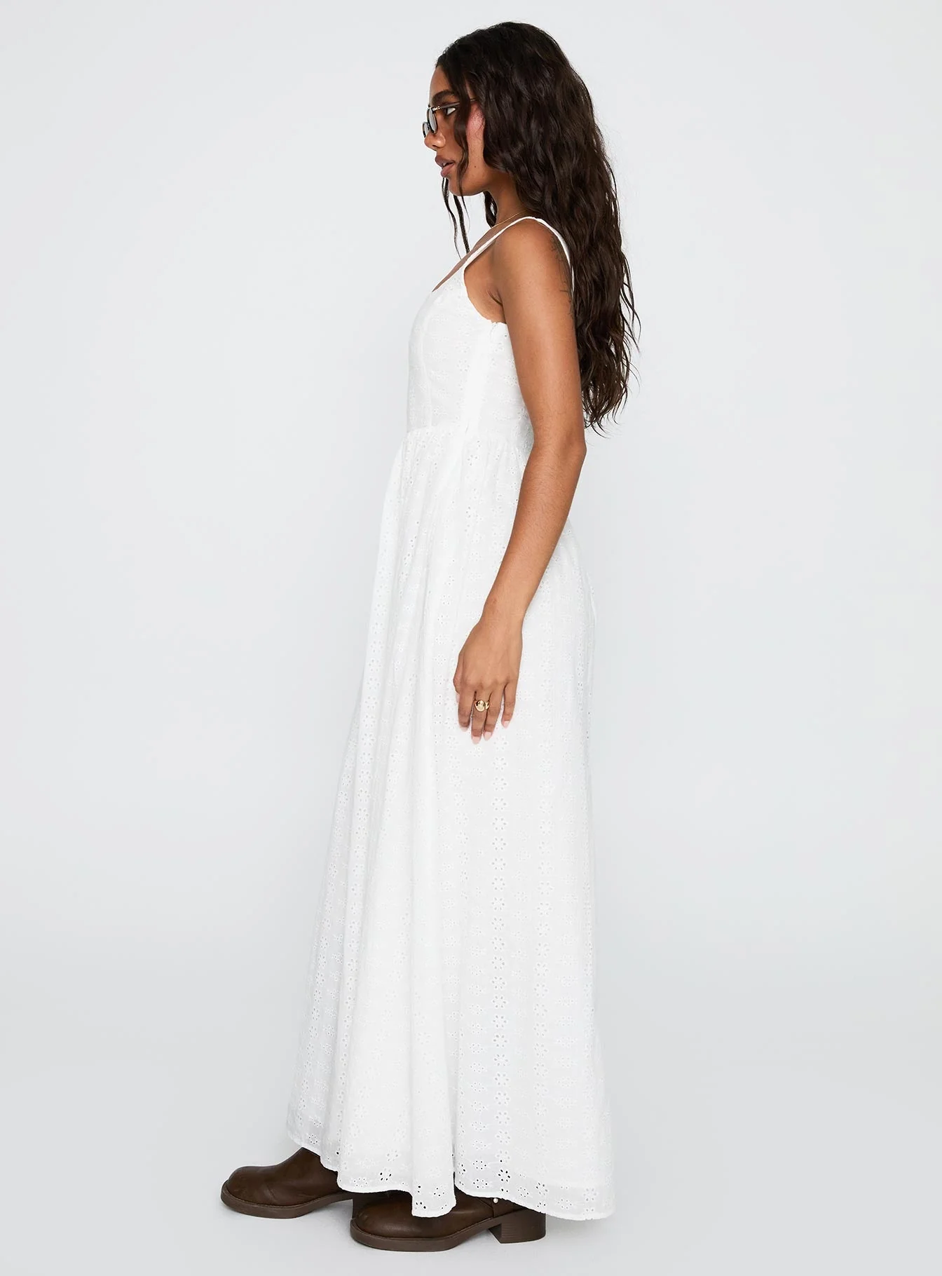 Cartmel Broderie Maxi Dress White - Image 4