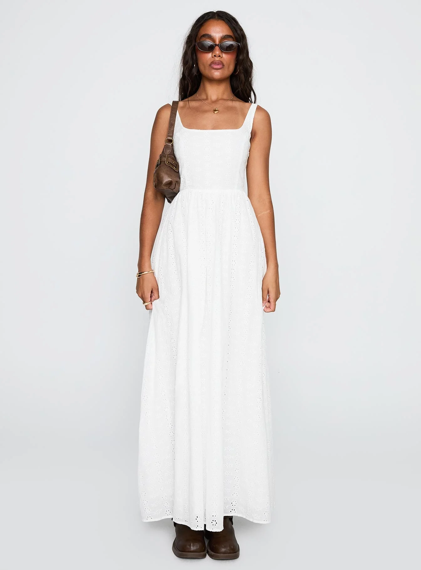 Cartmel Broderie Maxi Dress White - Image 7