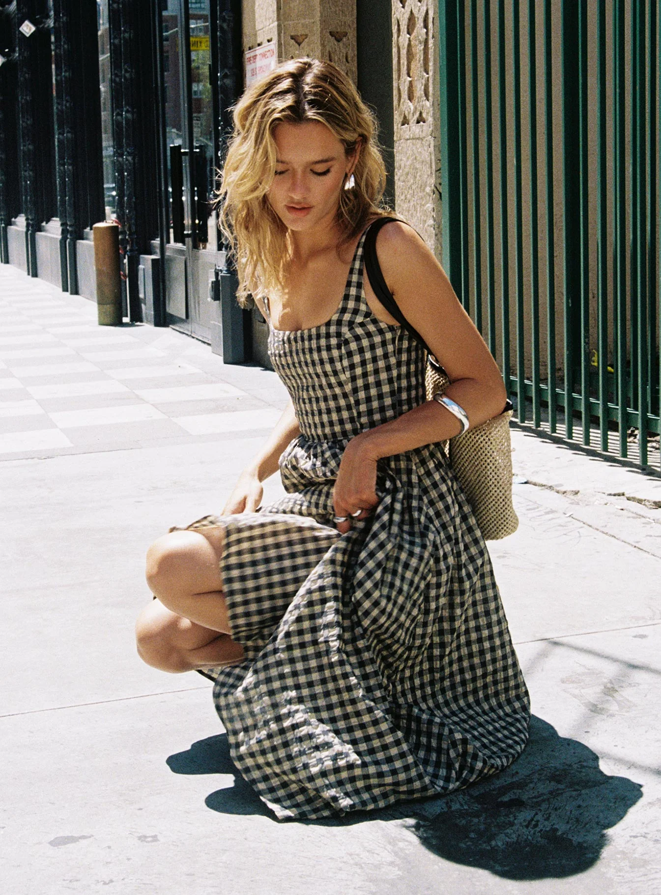 Cartmel Check Maxi Dress Black / Cream Petite - Image 2