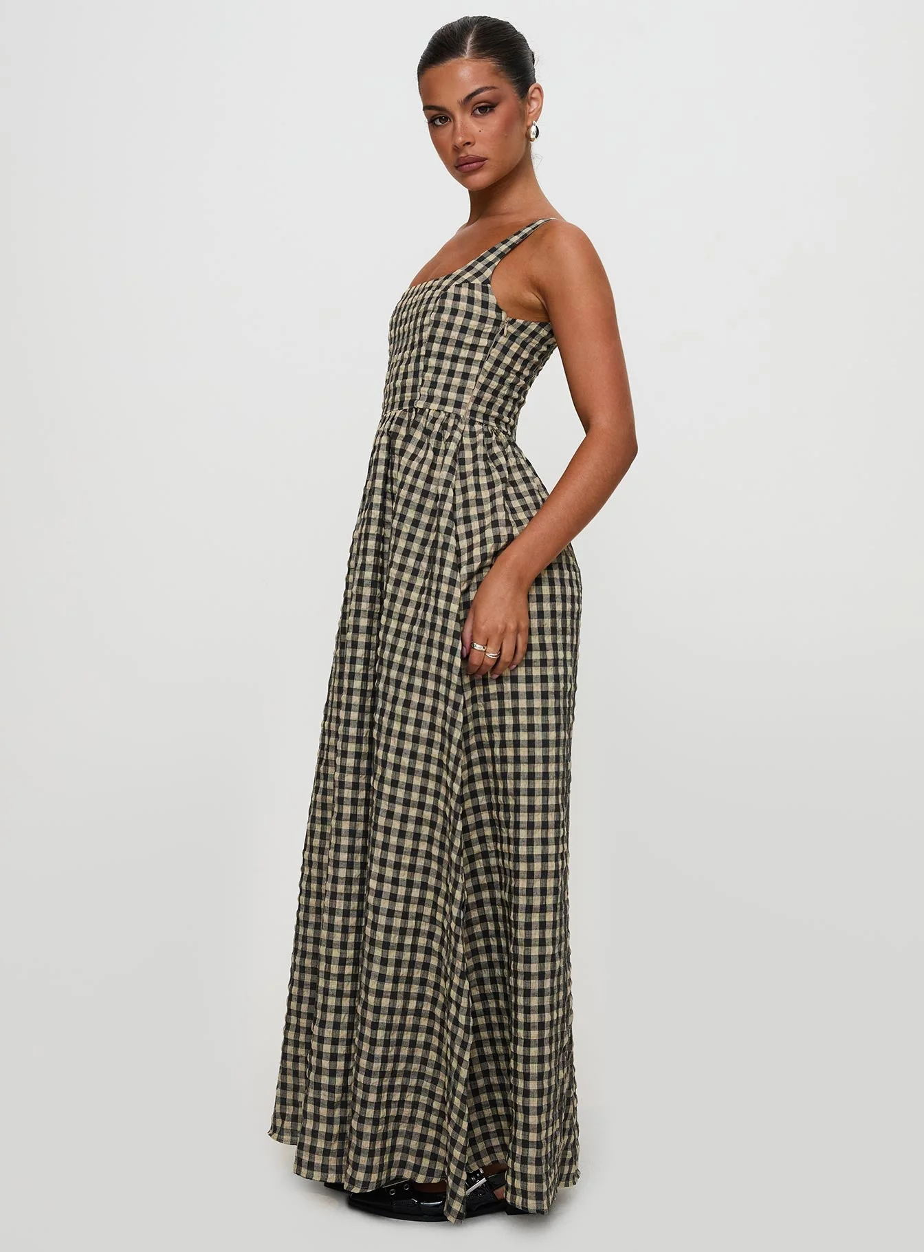 Cartmel Check Maxi Dress Black / Cream Petite - Image 7