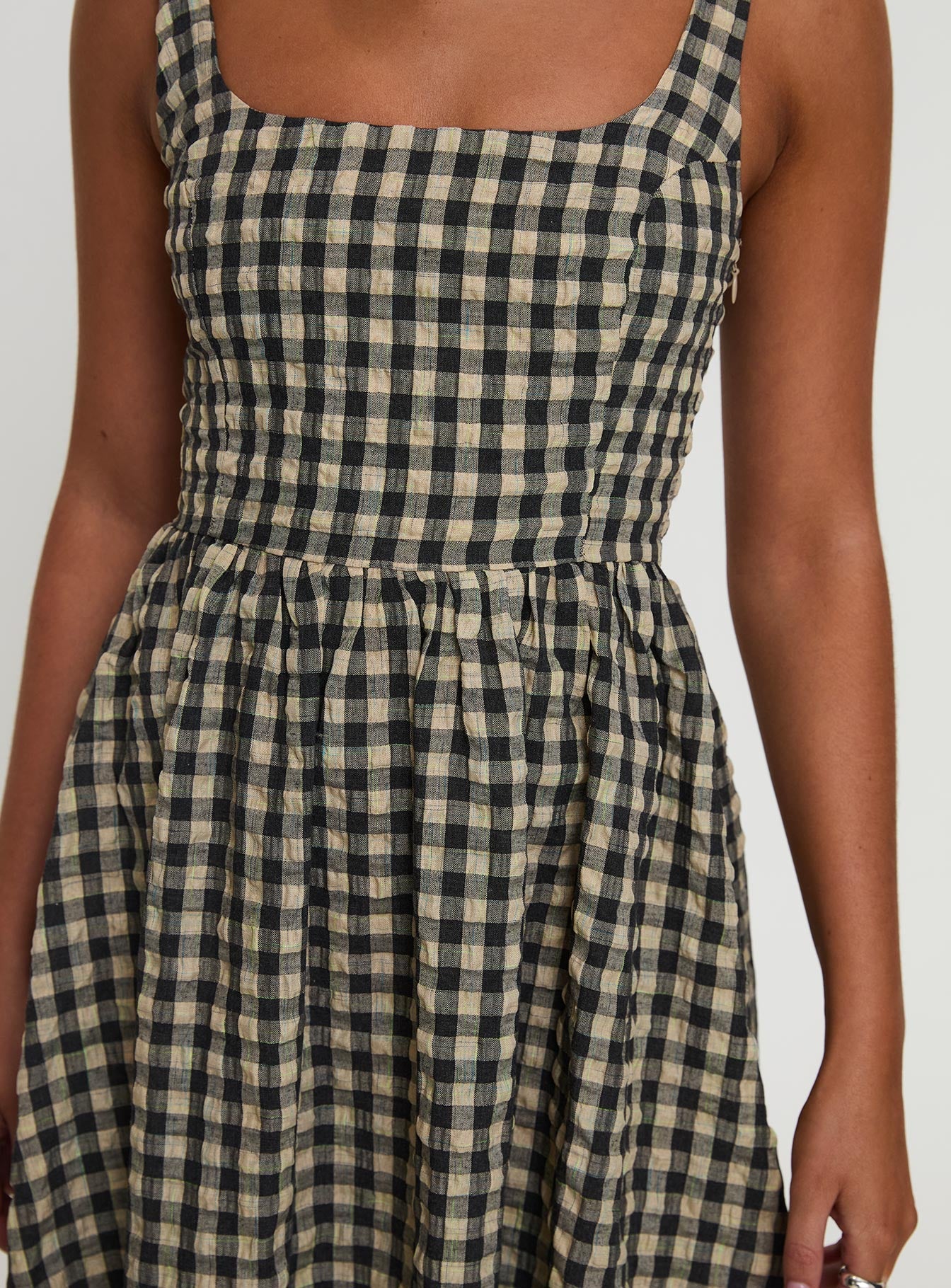 Cartmel Check Maxi Dress Black / Cream Petite - Image 9
