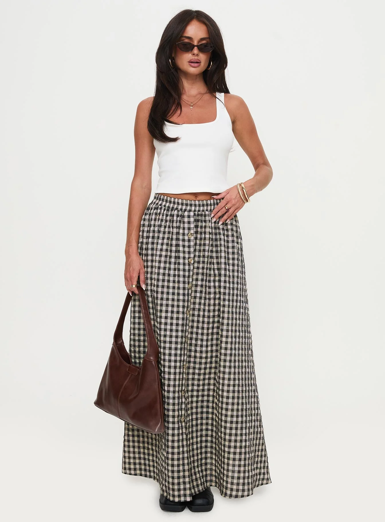 Cartmel Check Maxi Skirt Black / Cream - Image 2