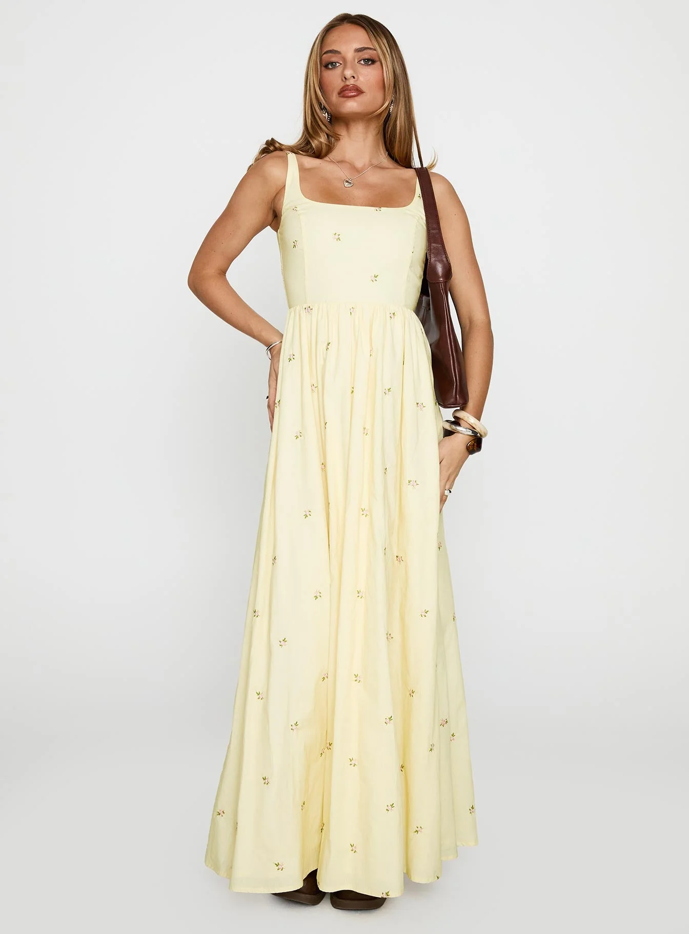 Cartmel Embroidered Maxi Dress Cream - Image 3