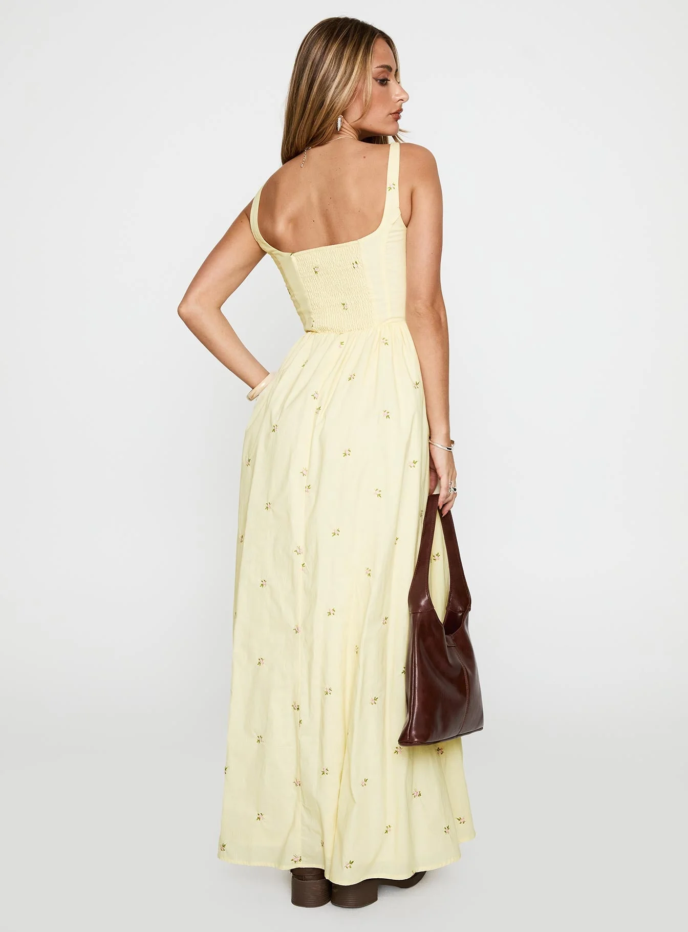 Cartmel Embroidered Maxi Dress Cream - Image 5