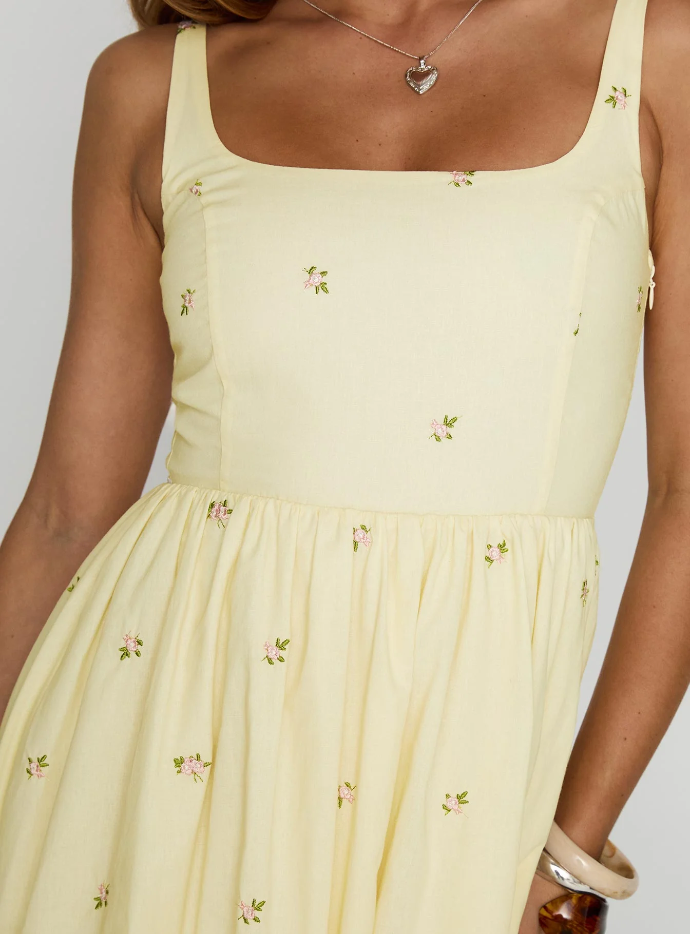 Cartmel Embroidered Maxi Dress Cream - Image 6