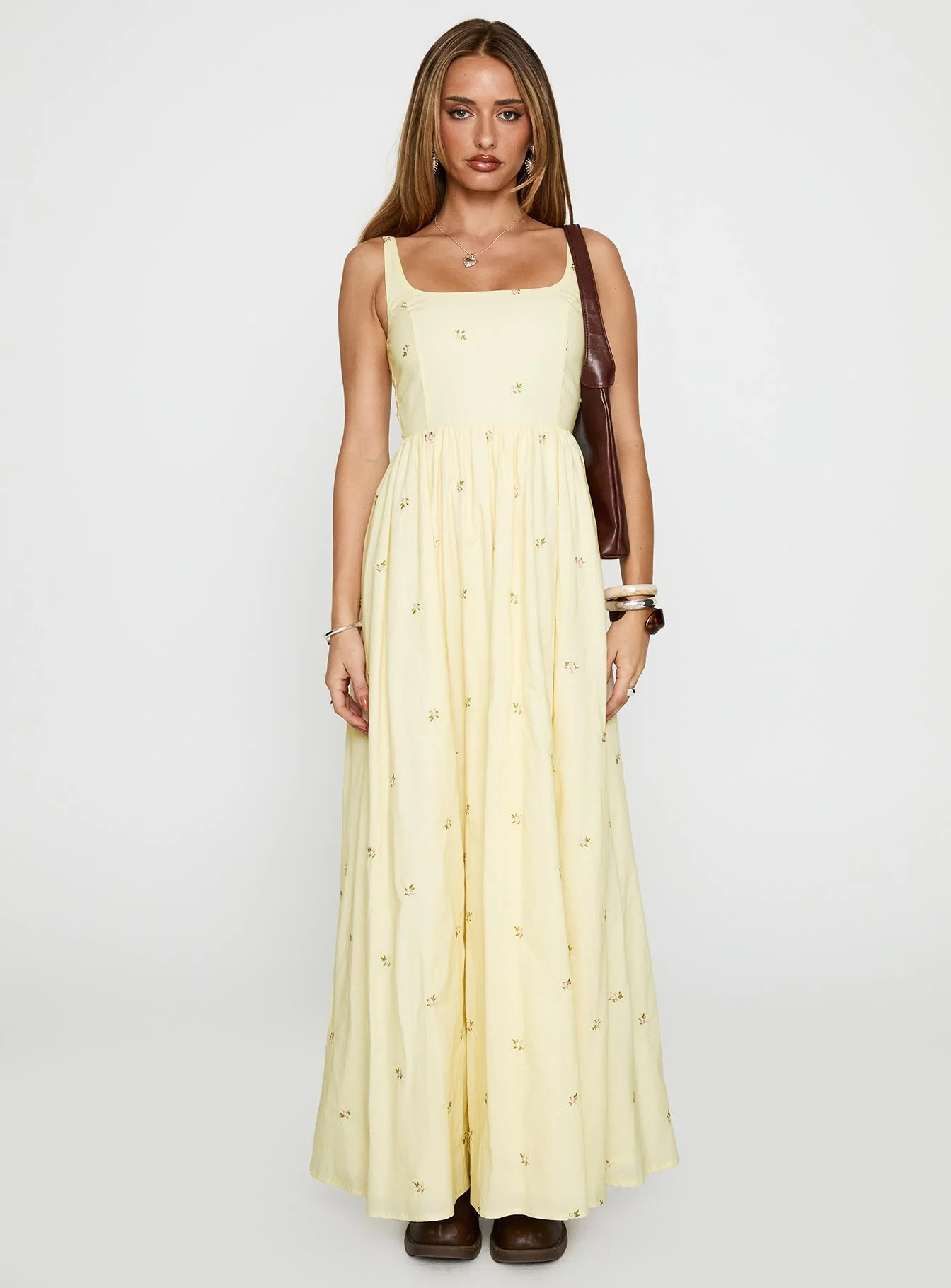 Cartmel Embroidered Maxi Dress Cream - Image 7