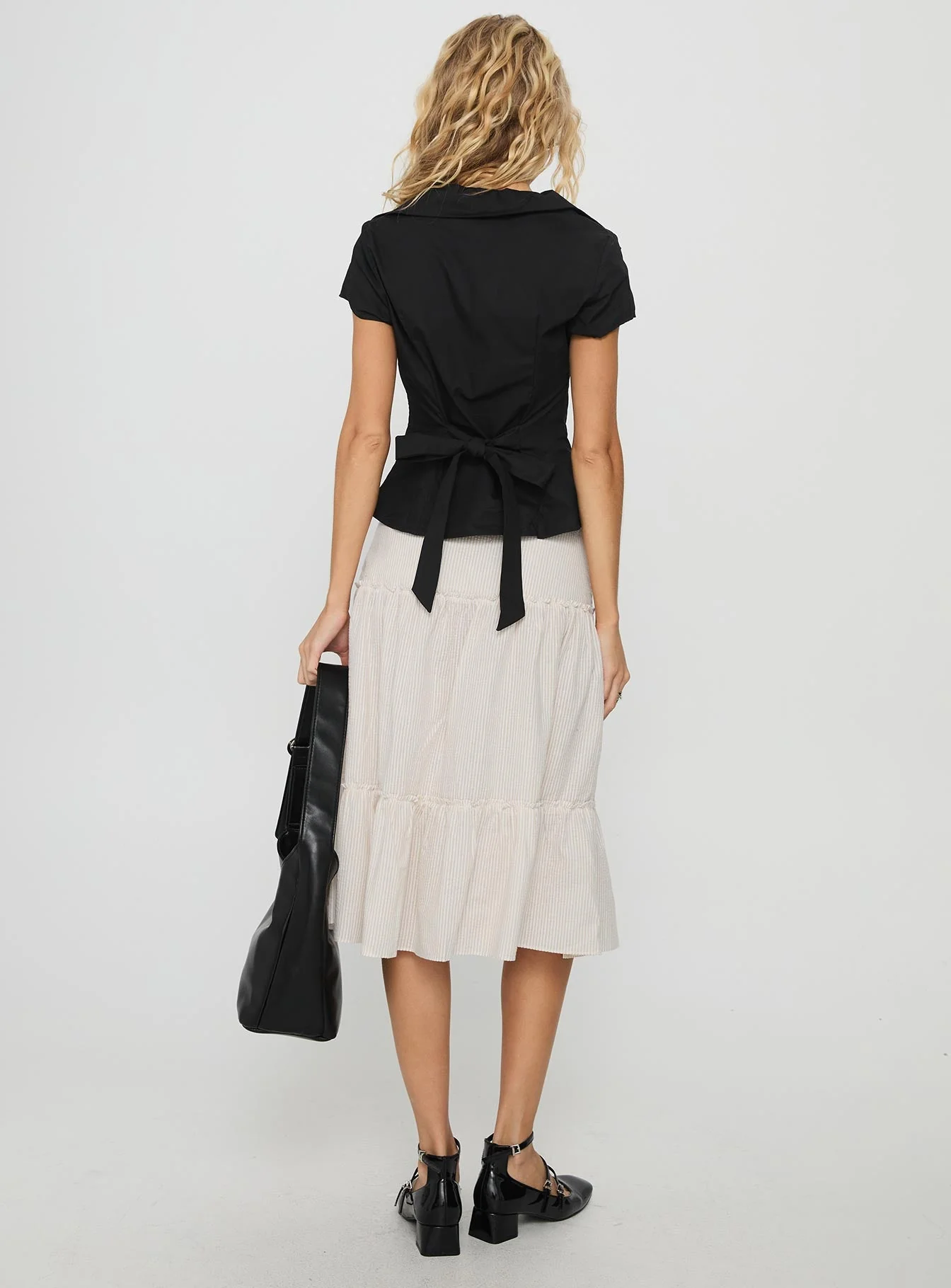 Cascades Low Rise Midi Skirt Beige / White Stripe - Image 5