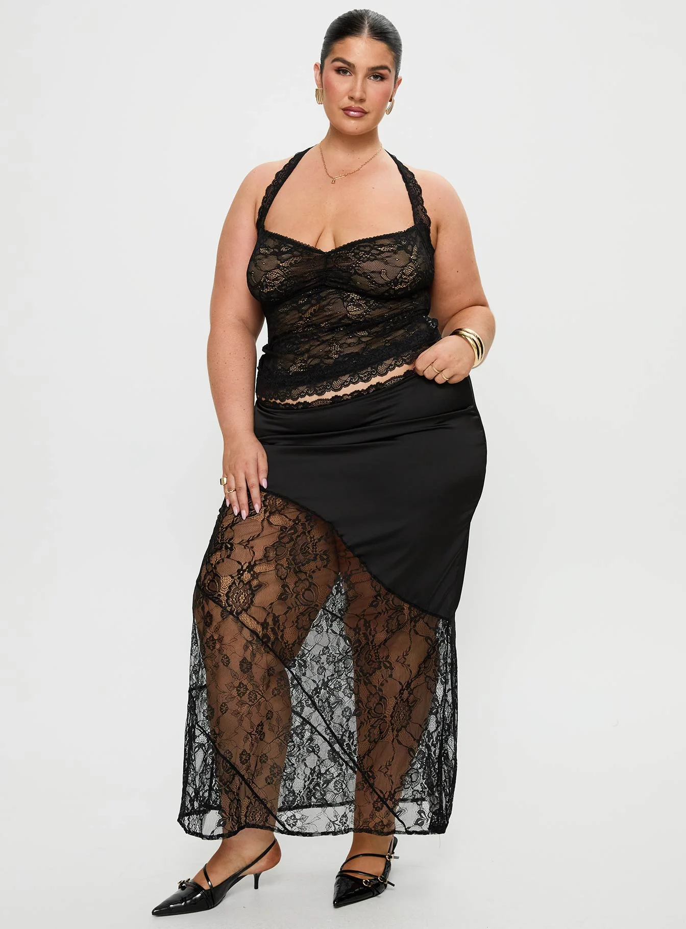 Castelli Lace Maxi Skirt Black Curve - Image 2