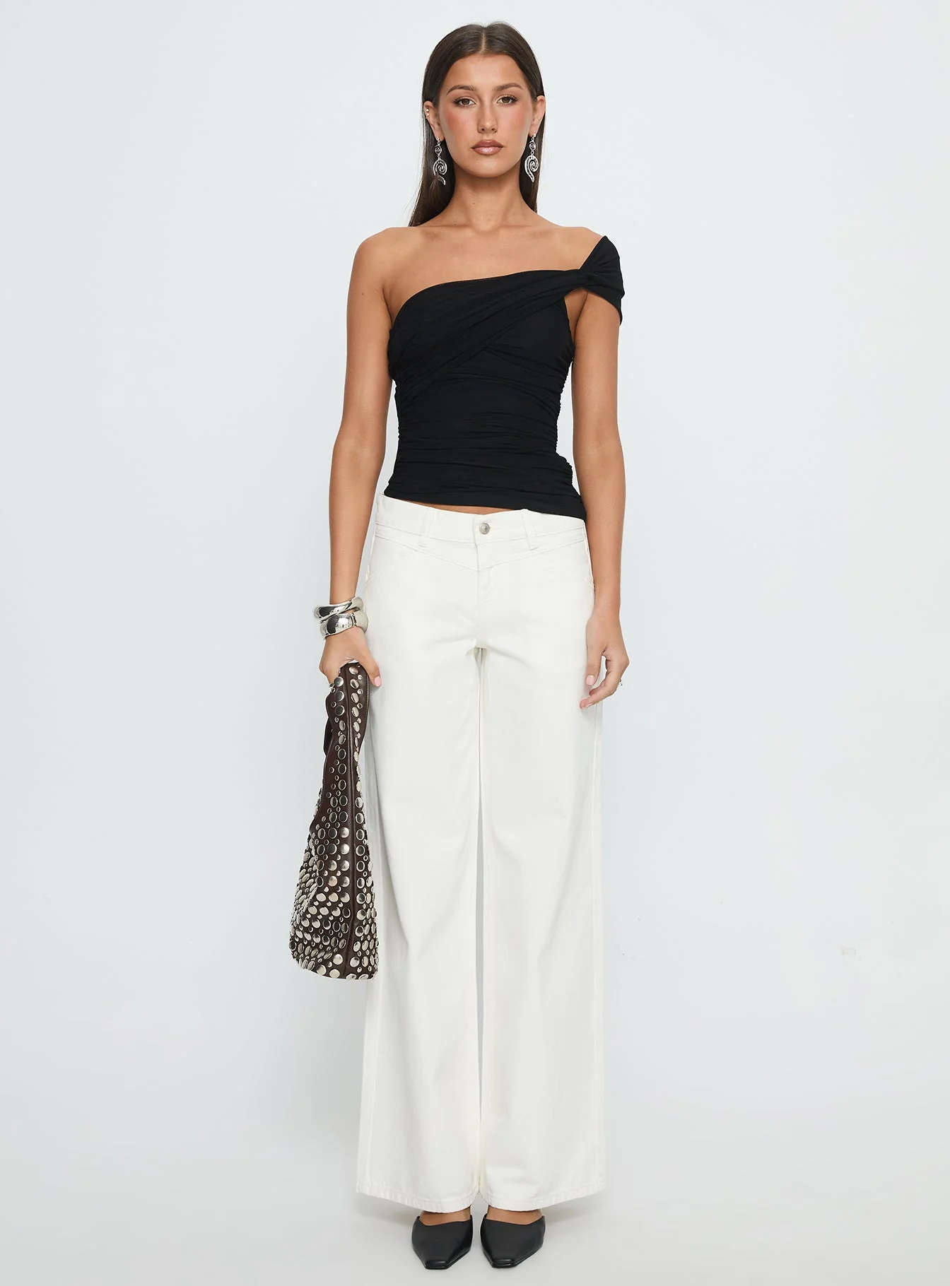 Catiana Low Rise Wide Leg Jeans White - Image 7