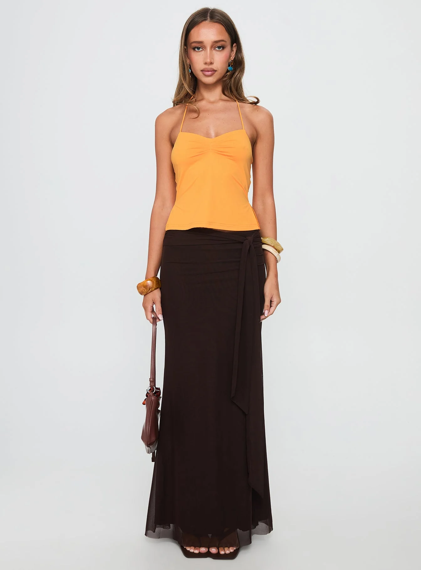 Caviar Tie Maxi Skirt Chocolate - Image 7