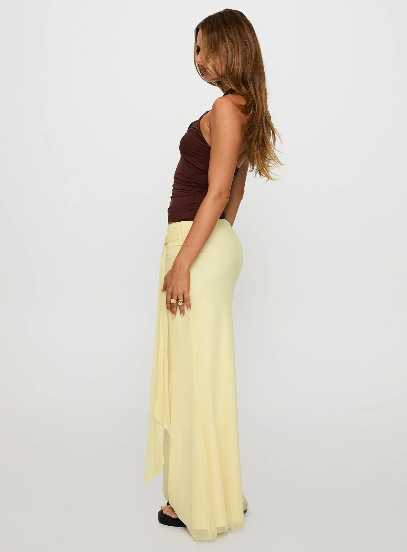 Caviar Tie Maxi Skirt Lemon - Image 4