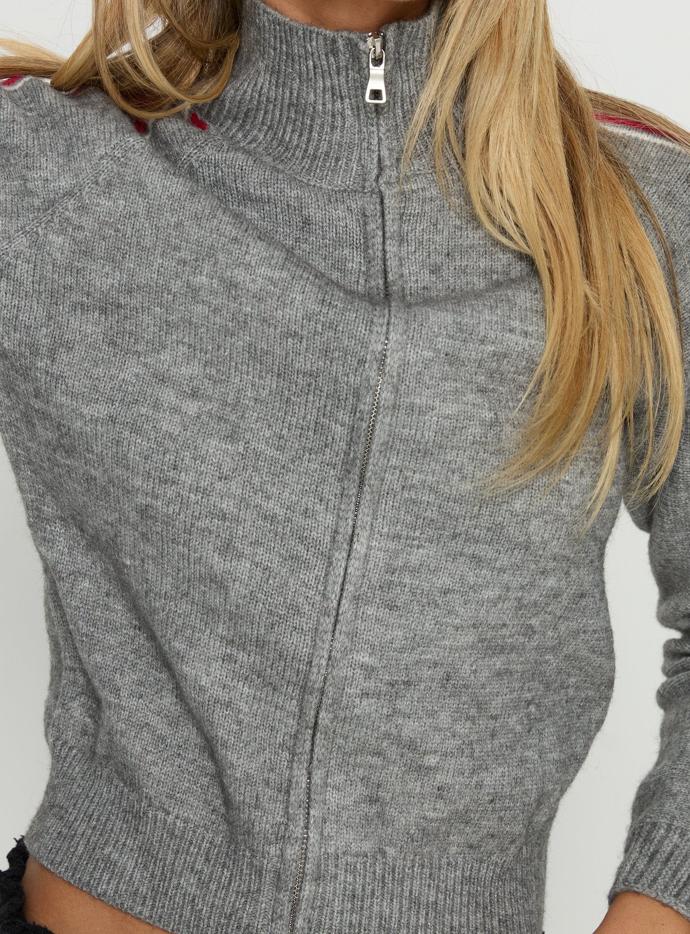Caysey Zip Through Knit Sweater Grey - Image 6