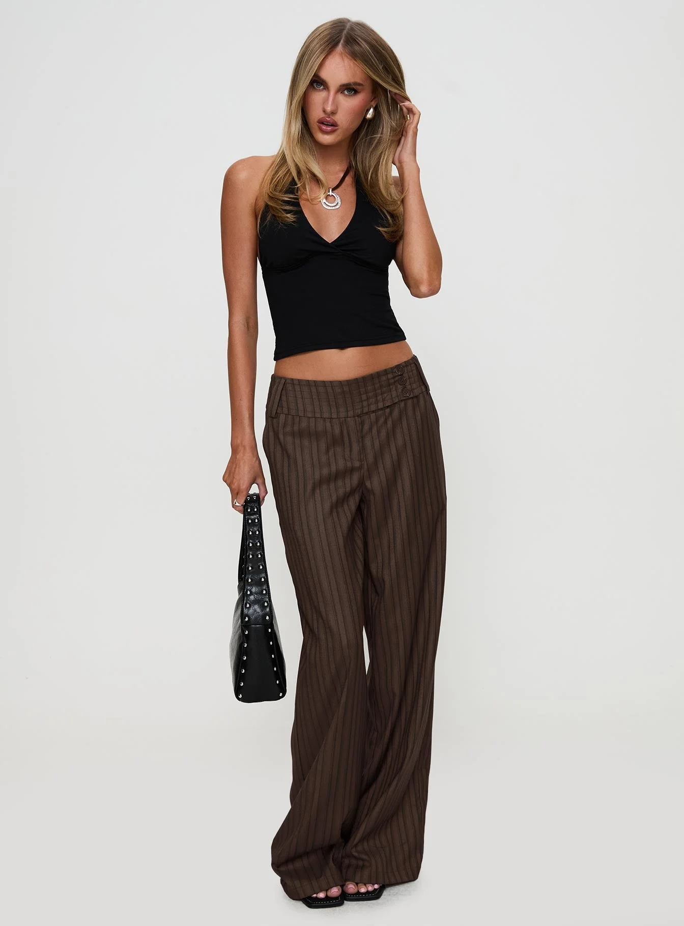 Cedars Low Rise Pant Brown Stripe - Image 3
