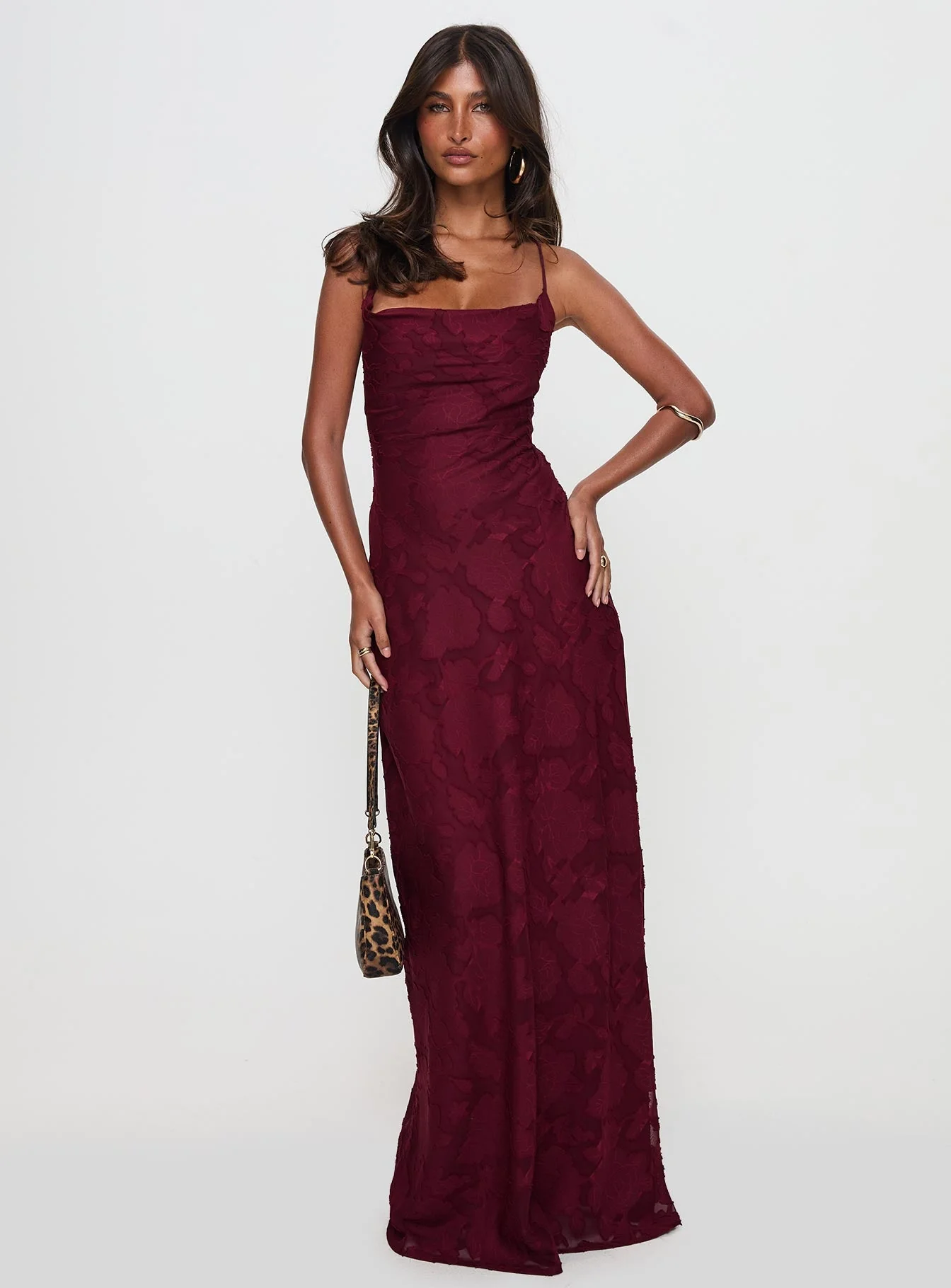 Celena Maxi Dress Burgundy Burnout - Image 2
