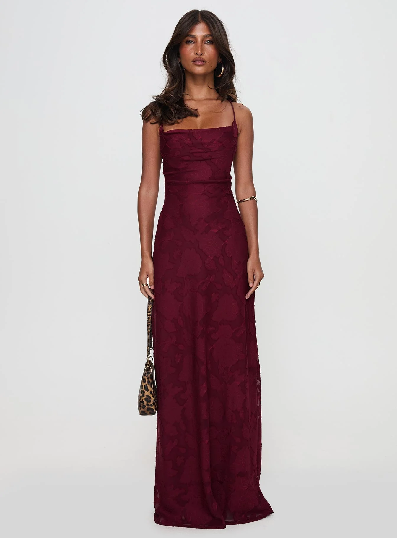 Celena Maxi Dress Burgundy Burnout - Image 6