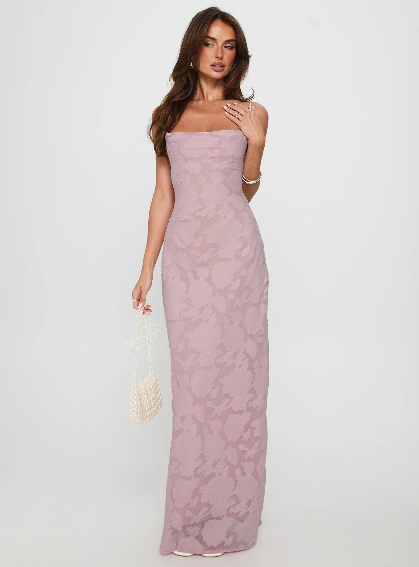 Celena Maxi Dress Light Pink Burnout - Image 2