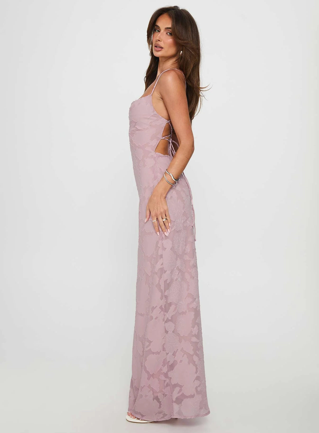 Celena Maxi Dress Light Pink Burnout - Image 4