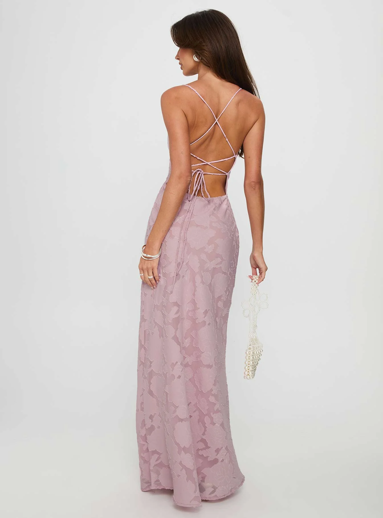 Celena Maxi Dress Light Pink Burnout - Image 5
