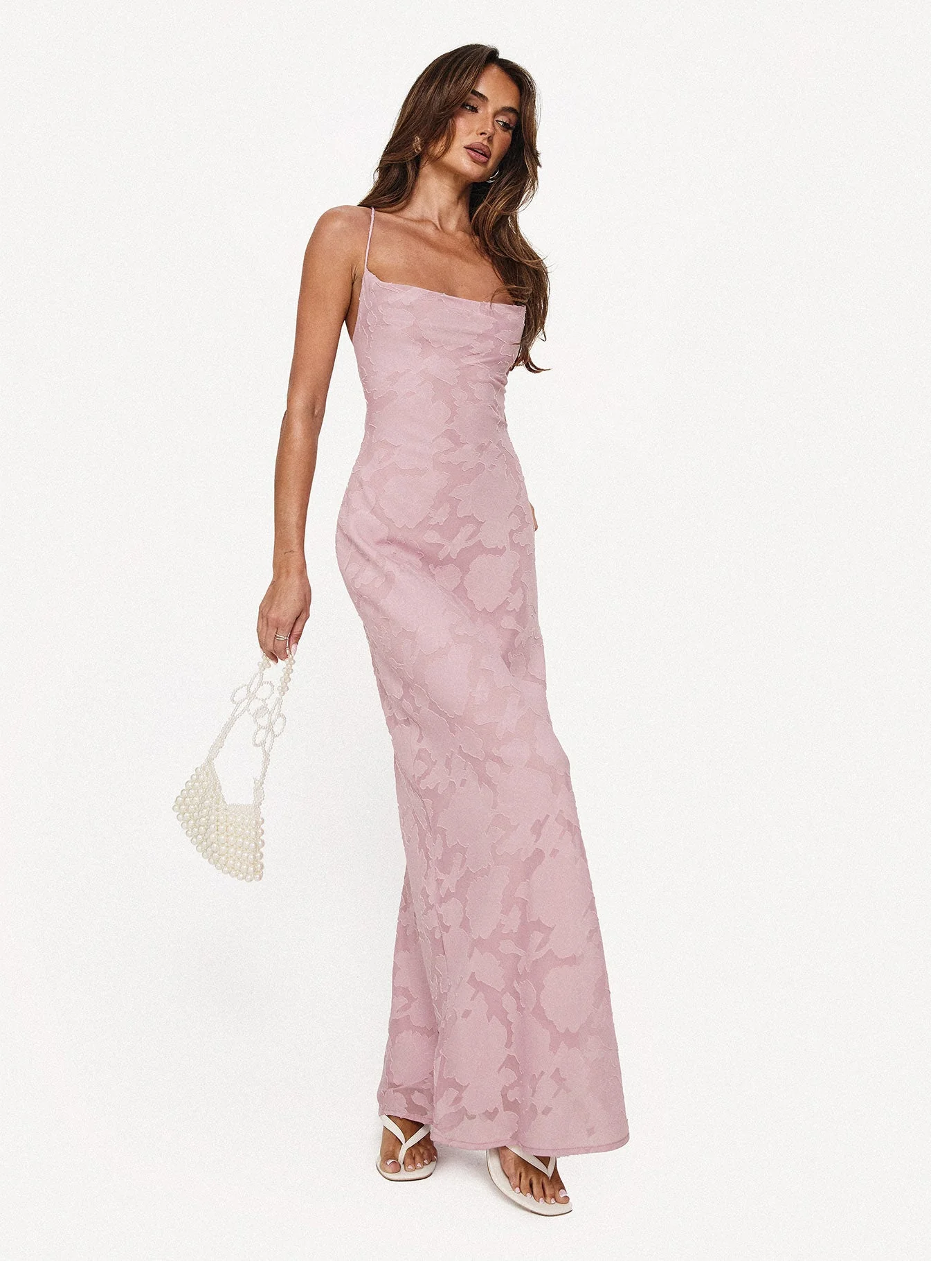 Celena Maxi Dress Light Pink Burnout - Image 9