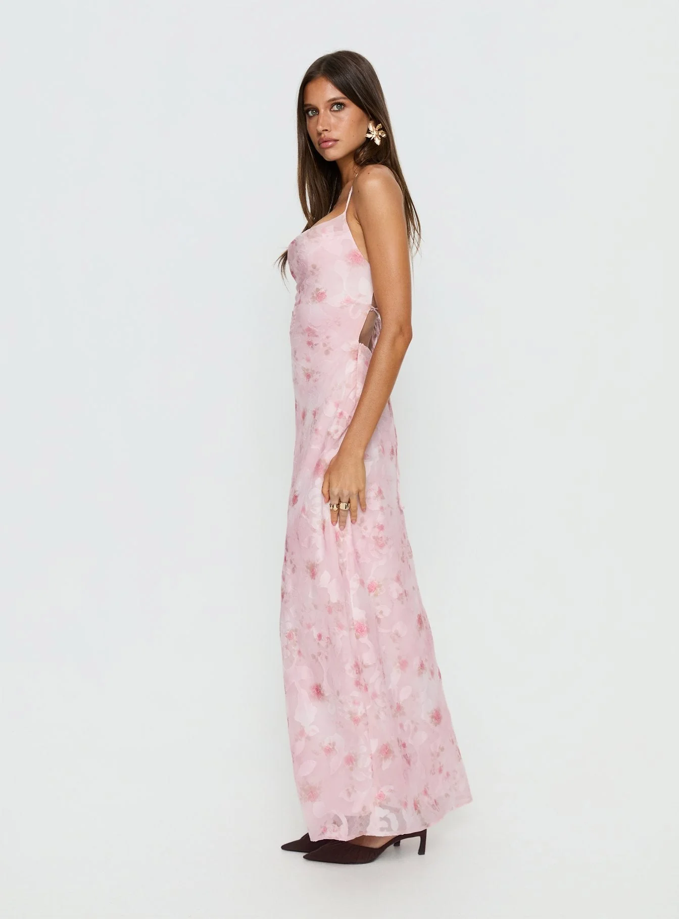 Celena Maxi Dress Pink Floral Burnout - Image 4