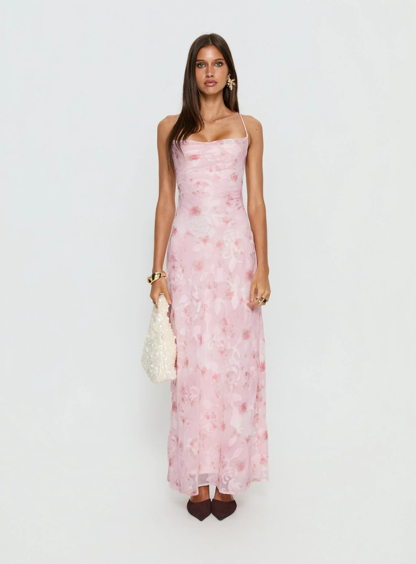 Celena Maxi Dress Pink Floral Burnout - Image 7