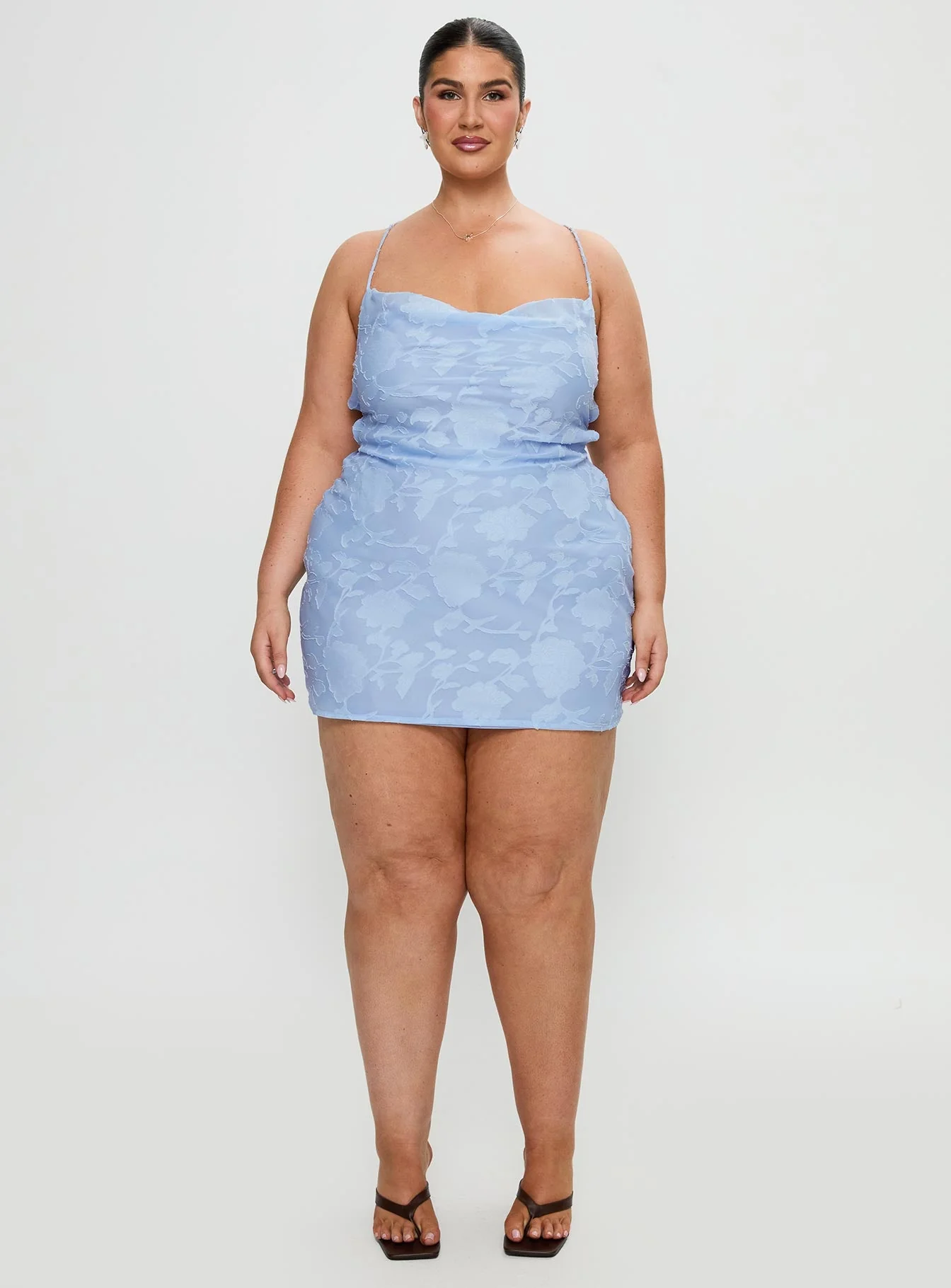 Celena Mini Dress Light Blue Burnout Curve - Image 7