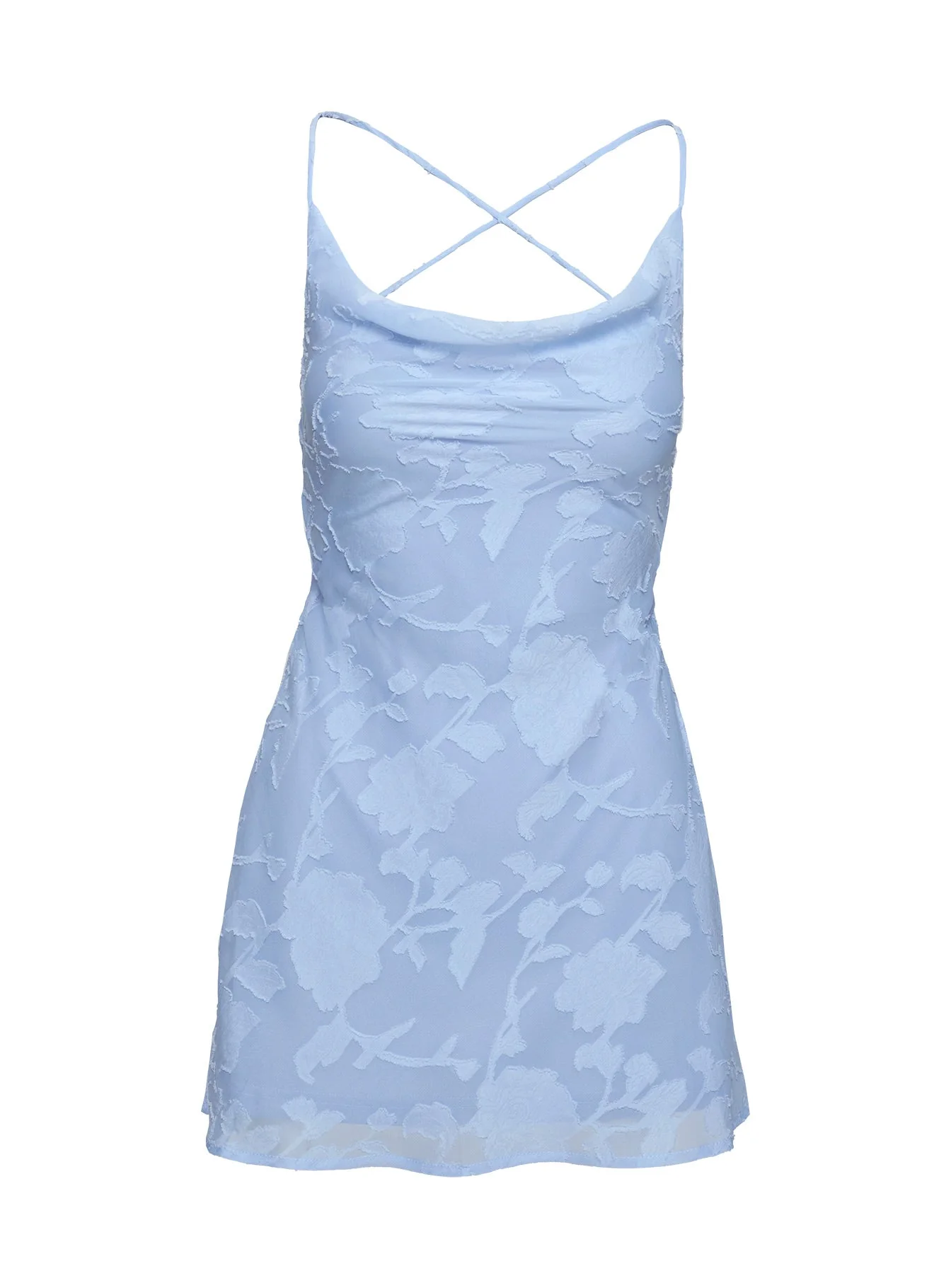 Celena Mini Dress Light Blue Burnout Petite - Image 5
