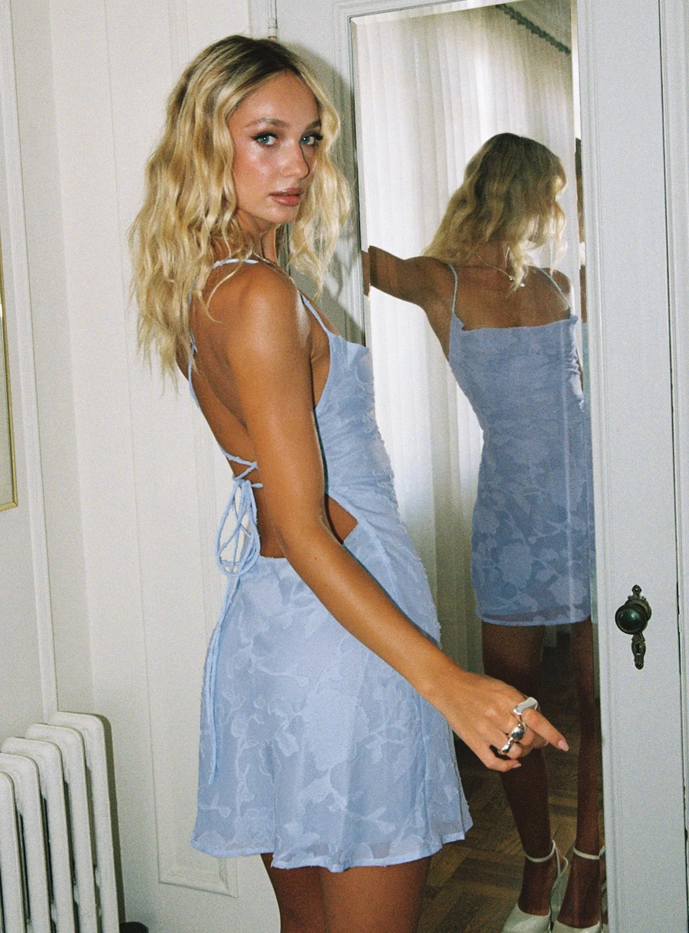 Celena Mini Dress Light Blue Burnout Tall - Image 4